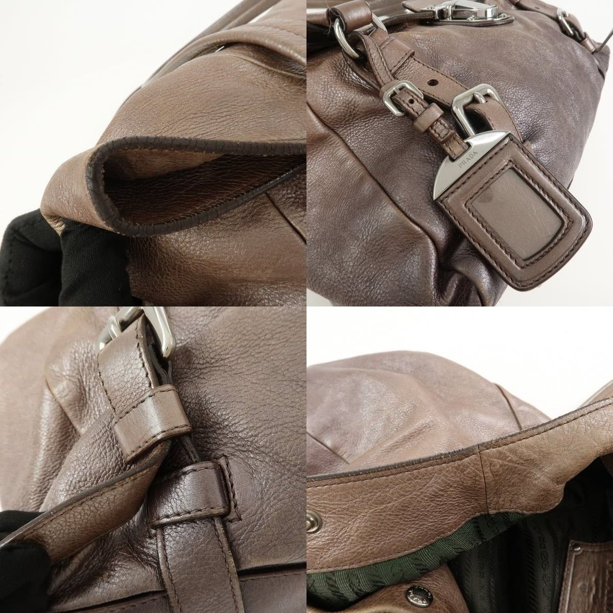 Prada Prada Logo Calfskin Shoulder Bag Metallic Brown Size ONE SIZE - 6 Thumbnail