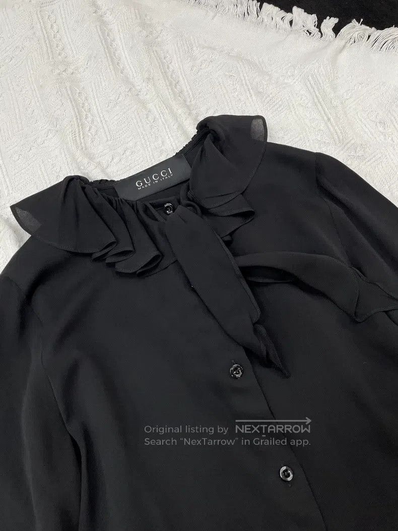 Gucci Gucci Black laced silk shirt Size S / US 4 / IT 40 - 2 Thumbnail