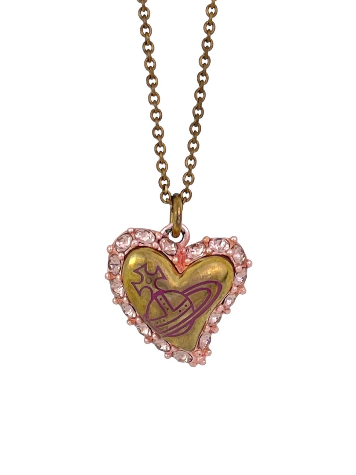 Pre-owned Vivienne Westwood Crystal Heart Orb Necklace In Pink