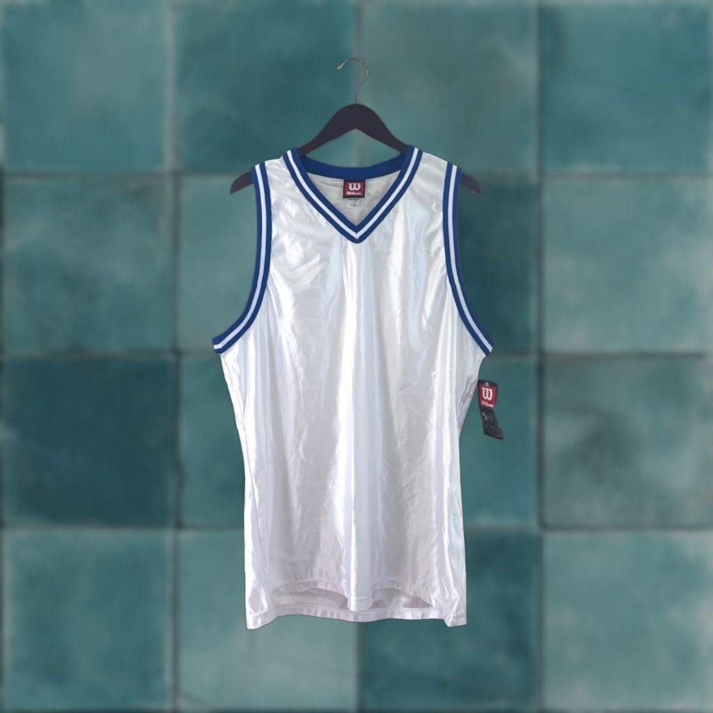 Wilson VINTAGE Wilson Jersey Tank Mens XL NOS NWT 90s USA Made White Royal Blue Basketball NOS NWT Size US XL / EU 56 / 4 - 1 Thumbnail