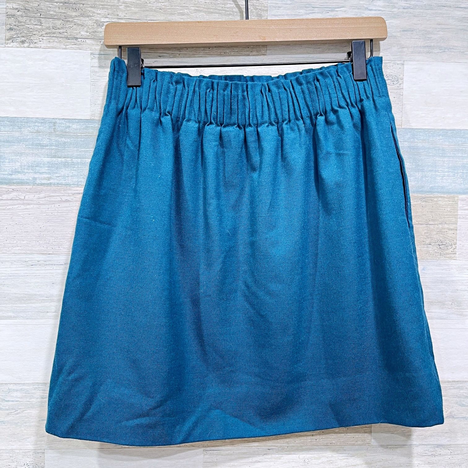 J.Crew J Crew Wool Blend Sidewalk Mini Skirt Blue Pull On Elastic 4 Size 28" / US 6 / IT 42 - 2 Thumbnail