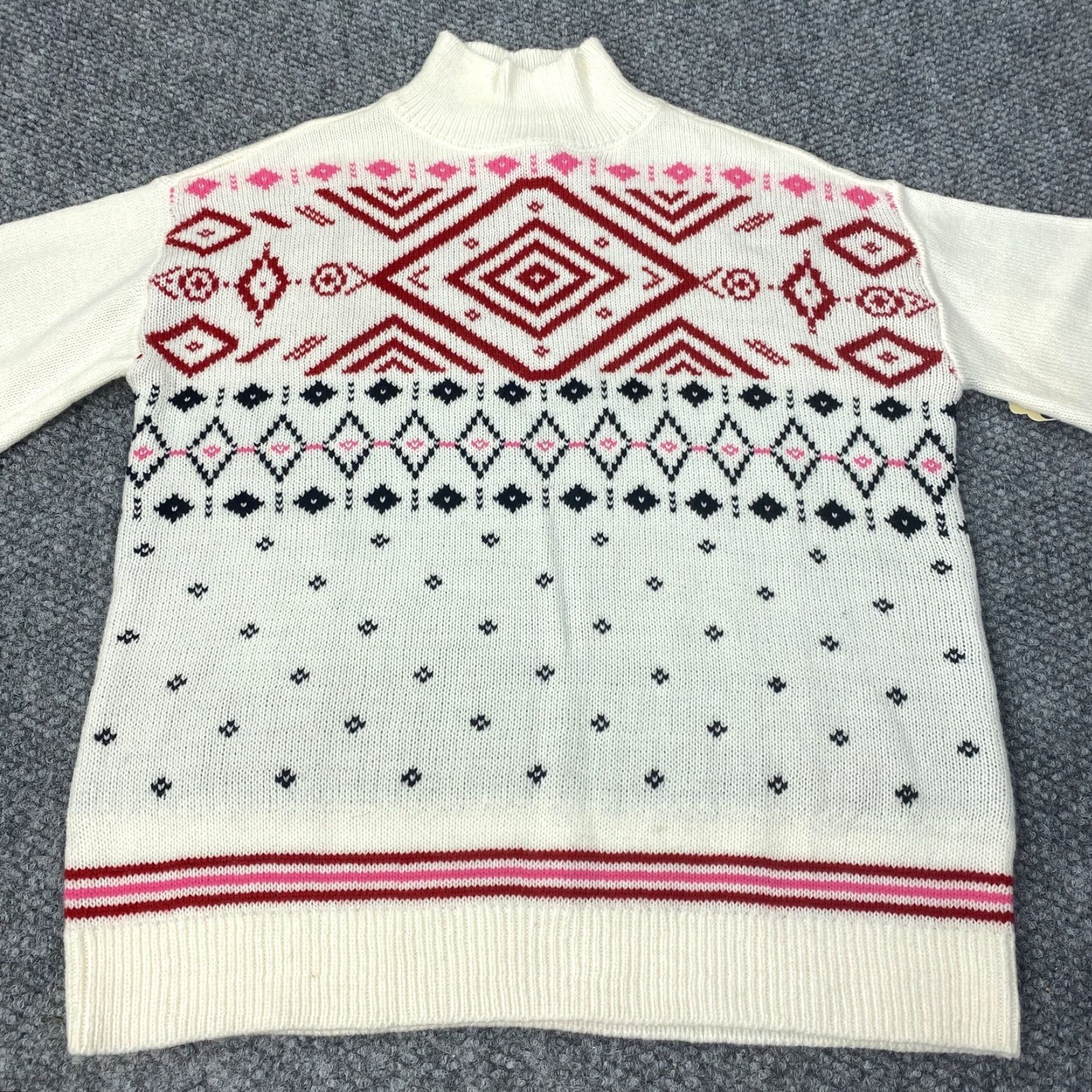 Vintage St Johns Bay Womens Sweater XS Ivory Snowflake Christmas Holiday Balloon Sleeve Pullover Size XS / US 0-2 / IT 36-38 - 2 Thumbnail