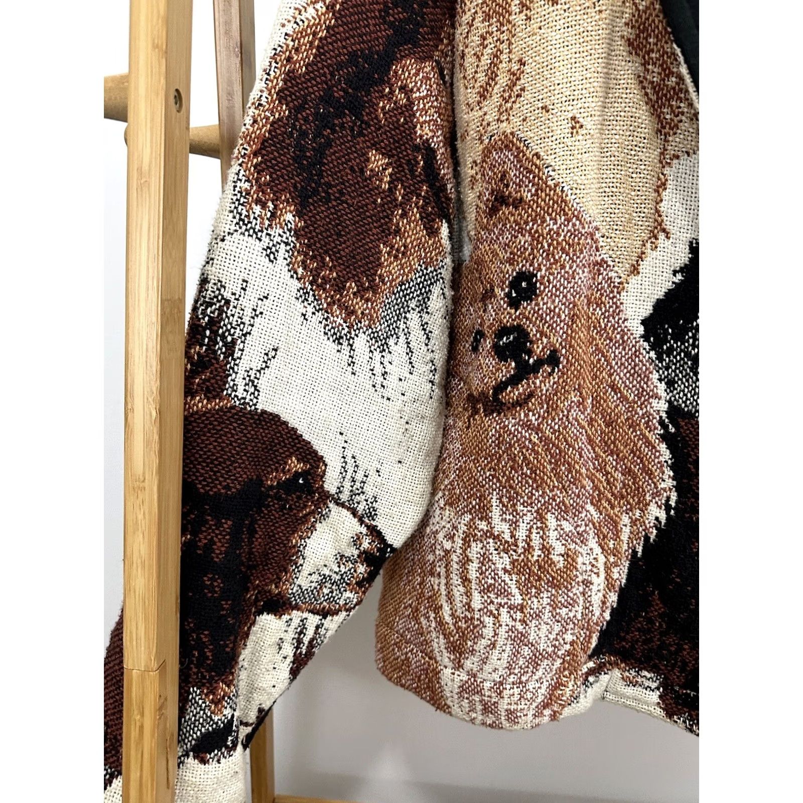 Sugar VTG Sugar Street Weavers Cardigan Sweater Womens One Size Multicolor Dog Beagle Lab Husky AOP All Over Knit Knitwear Size ONE SIZE - 5 Thumbnail
