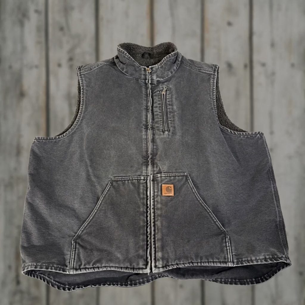 Carhartt Carhartt Vest Mens 2XL Black Canvas Sherpa Lined Full Zip Workwear V33-001 Size US XXL / EU 58 / 5 - 1 Thumbnail