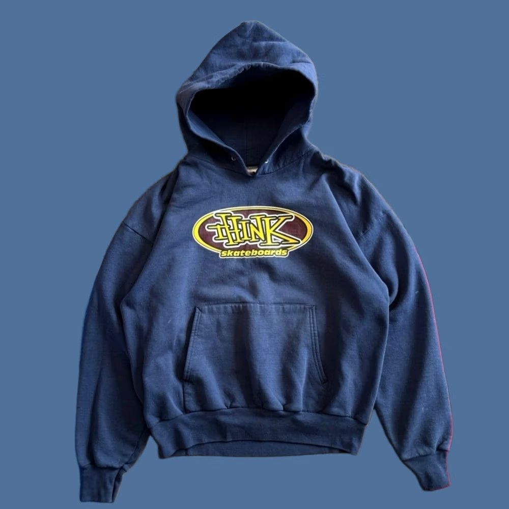 Hanes VINTAGE Hanes Hoodie Sweatshirt Large Medium Y2K 90s Skater Skate Blue Men Long Sleeve Pullover Grunge 90s Theme Size US L / EU 52-54 / 3 - 1 Thumbnail