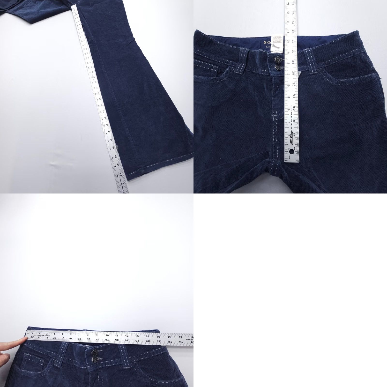 Bell Sonoma Jeans Blue Size 8 Low Rise Flare Corduroy Festival Bell Flap Pockets Boho Womens Size 30" / US 8 / IT 44 - 8 Thumbnail