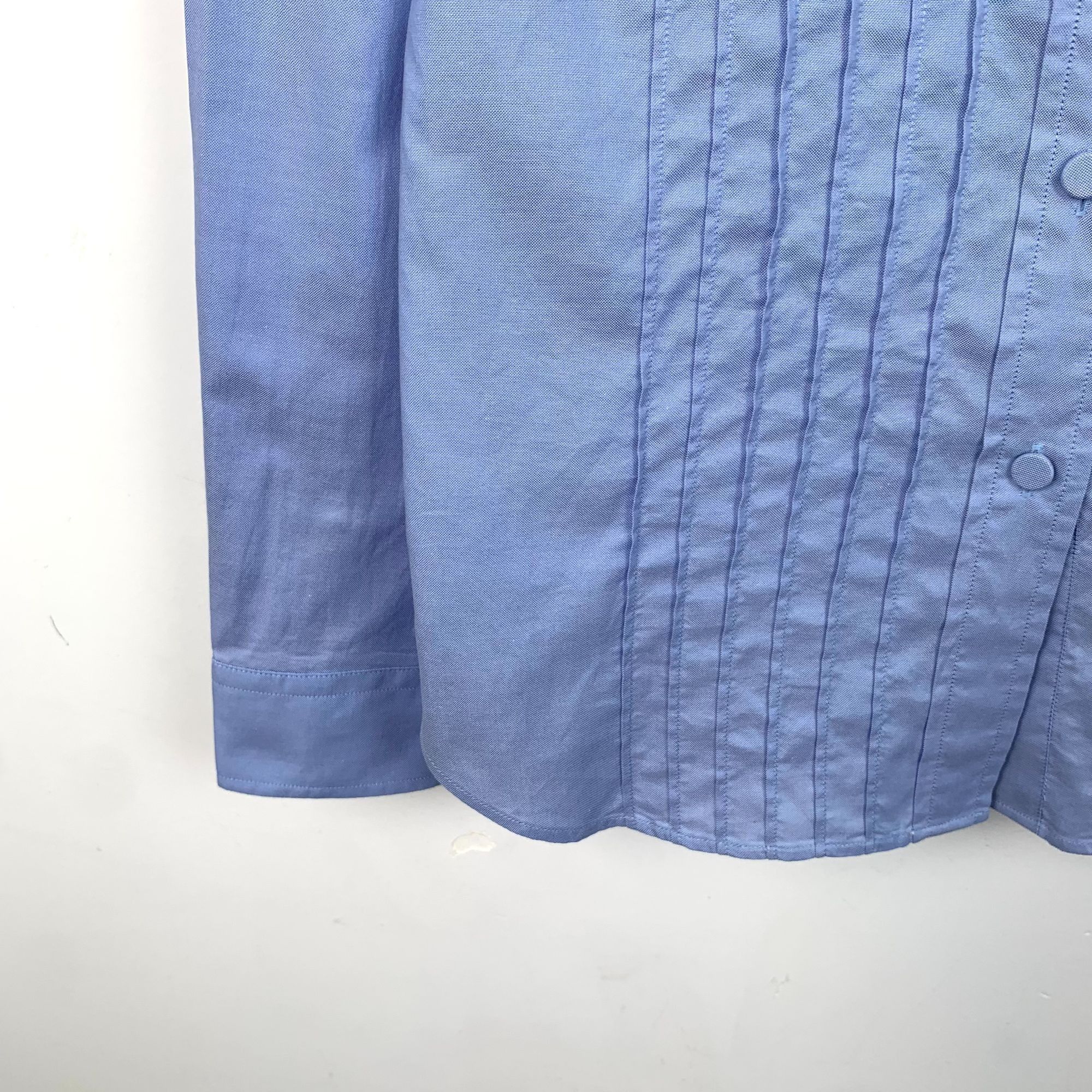 Gucci Gucci Womens Blue Cotton Long Sleeve Shirt With Pleated Fron Size S / US 4 / IT 40 - 6 Thumbnail