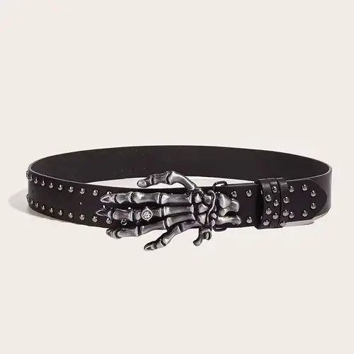 VIBE y2k 2000s vintage style skeleton grunge goth emo black belt Size ONE SIZE - 1 Thumbnail