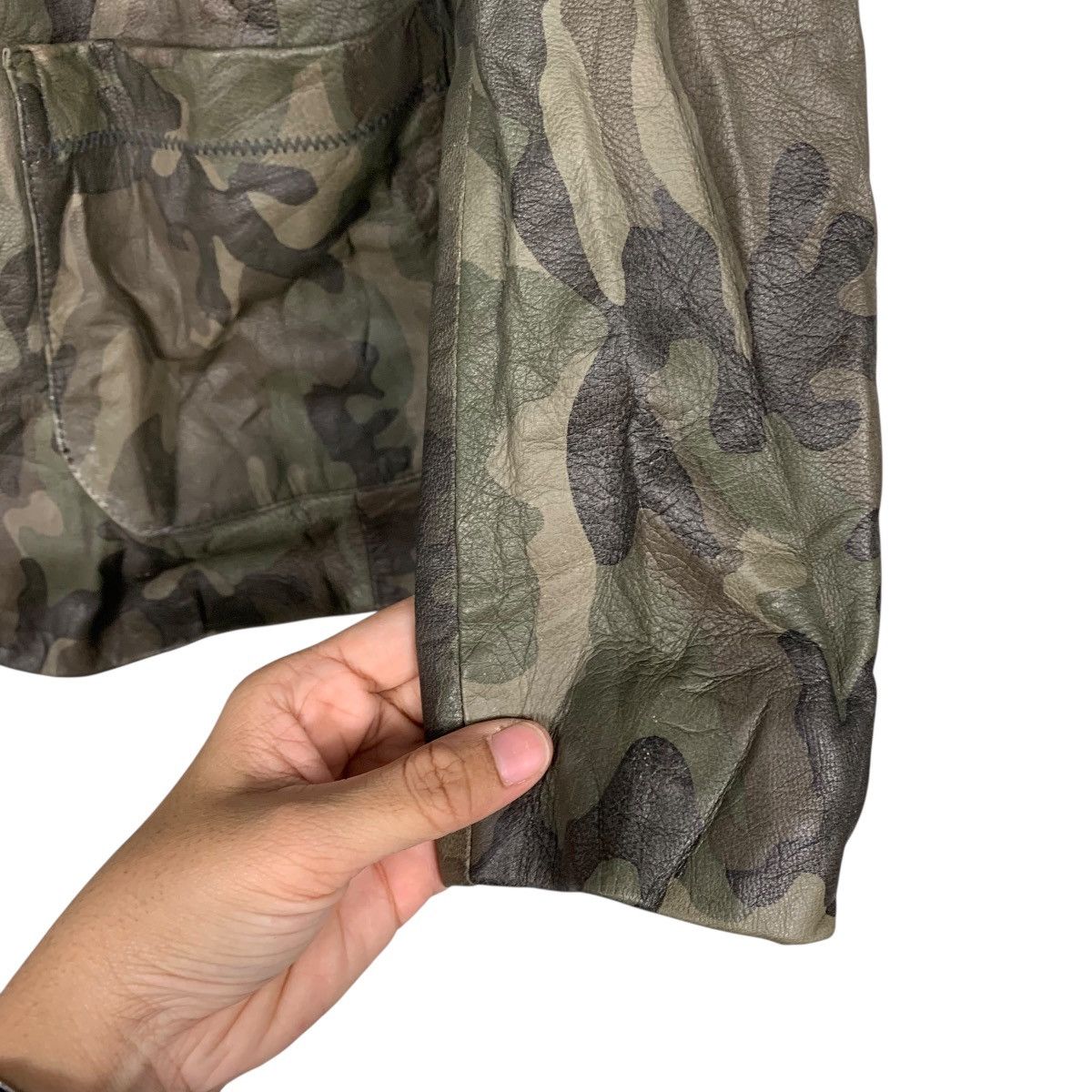 NANO universe Japanese Brand Nano Universe Camo Leather Jacket Size US XS / EU 42 / 0 - 13 Thumbnail
