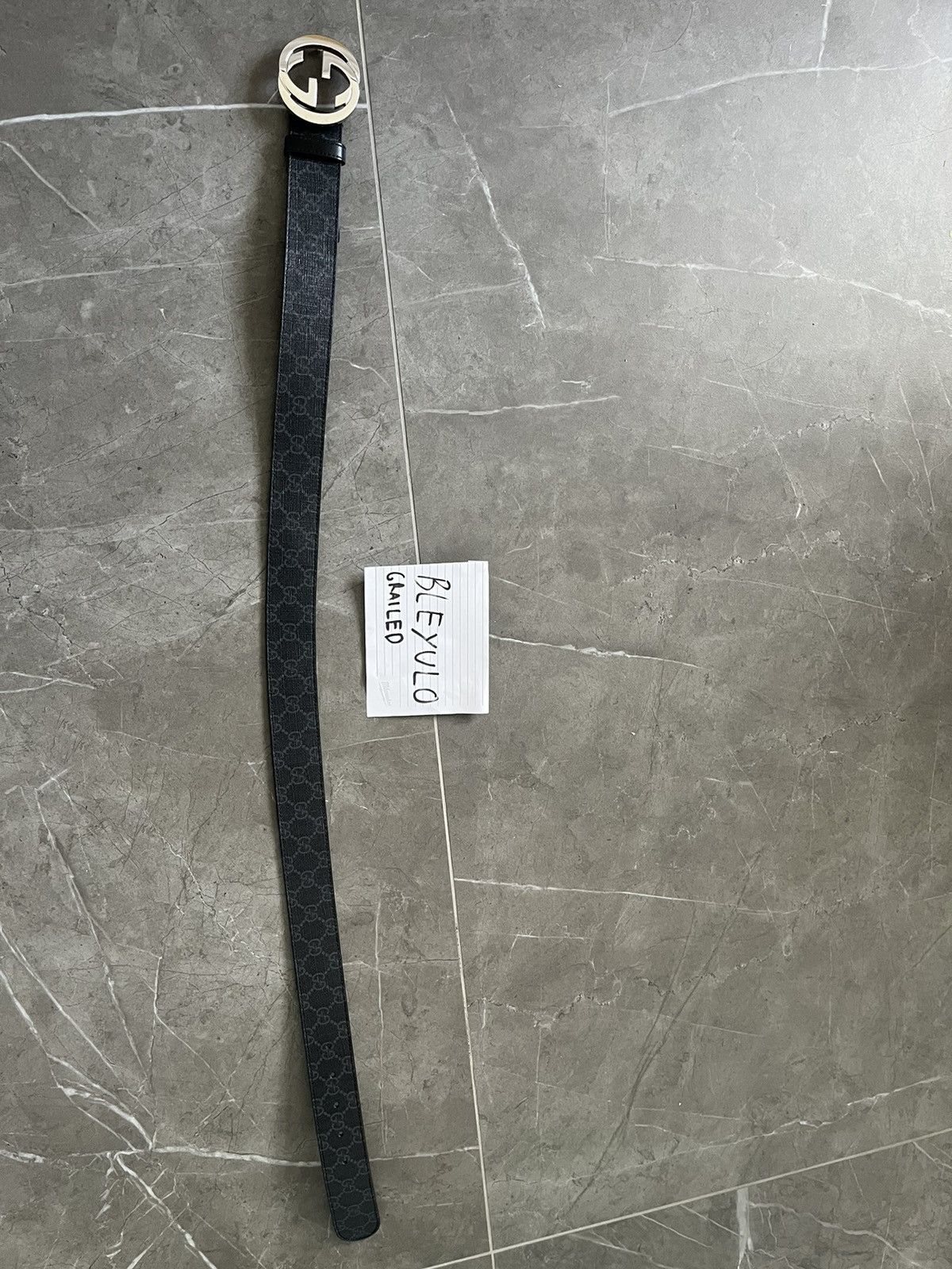 Gucci EMBOSS WITH INITIALS GG BELT WITH INTERLOCKING G BUCKLE Size 34 - 4 Thumbnail