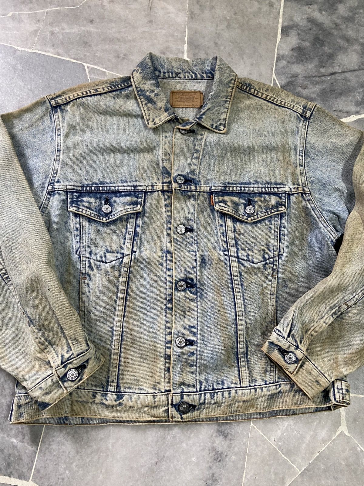 Levi's Vintage 80s Levis Trucker denim Jacket Acid Wash 70649 Size US M / EU 48-50 / 2 - 8 Thumbnail