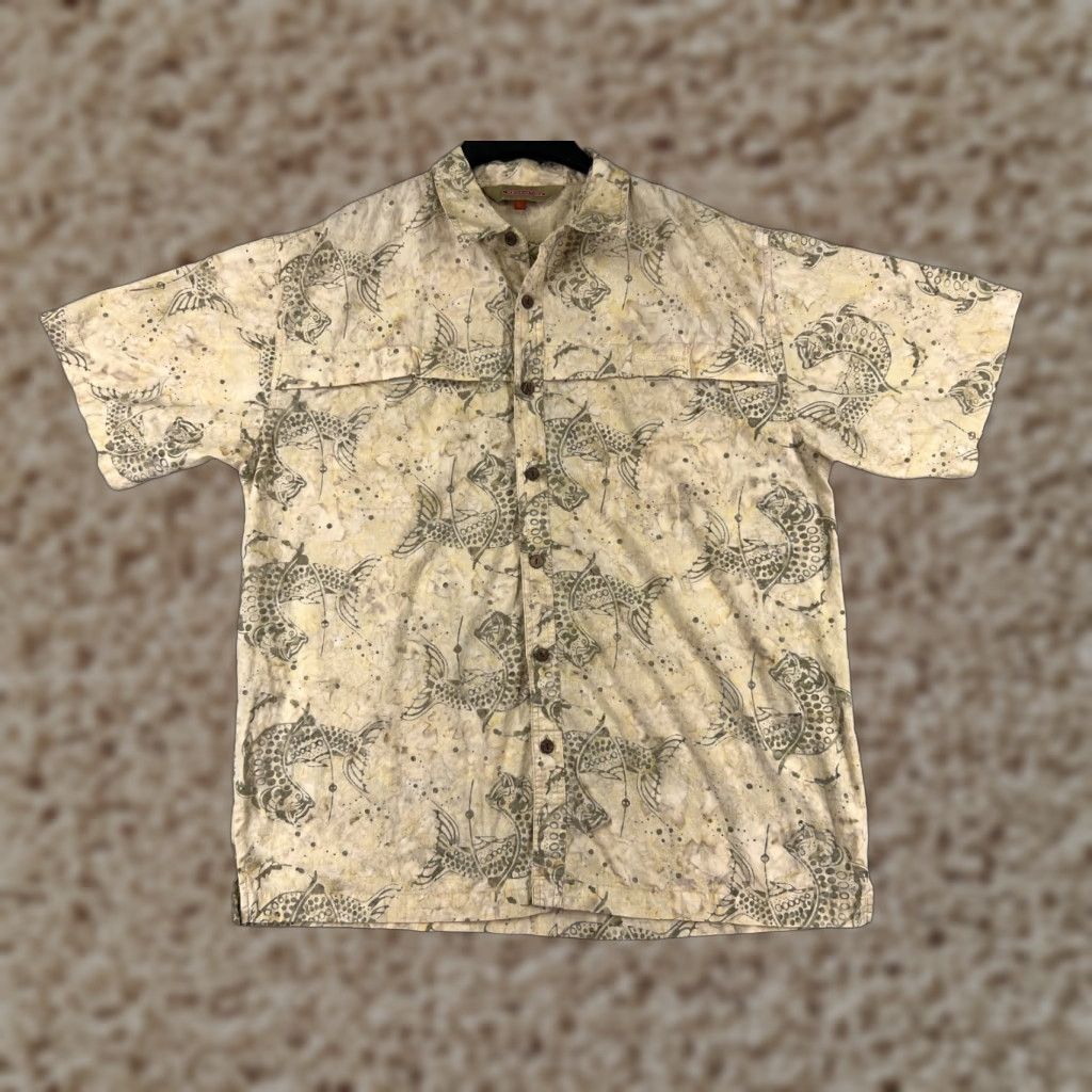 Altamont Altamont Shirt Adult Large Beige Fish Hawaiian All Over Print Short Sleeve Button-Up Mens Regular Size Large Beige Fish Hawaiian Pattern 90s Theme? Size US L / EU 52-54 / 3 - 1 Thumbnail