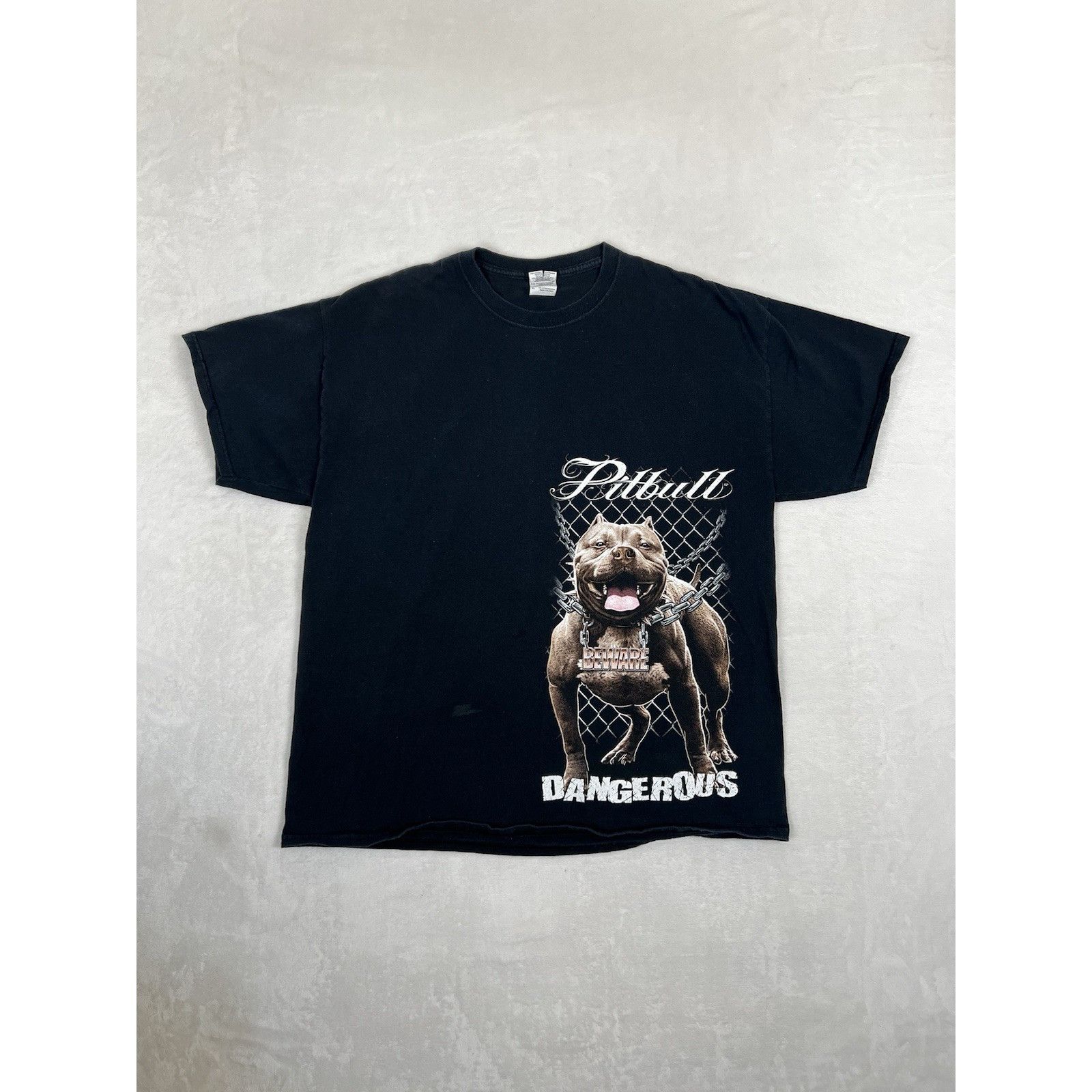 Gildan Vintage Pitbull Dog T-Shirt Size XL Y2K “Beware Dangerous” Size US XL / EU 56 / 4 - 2 Thumbnail