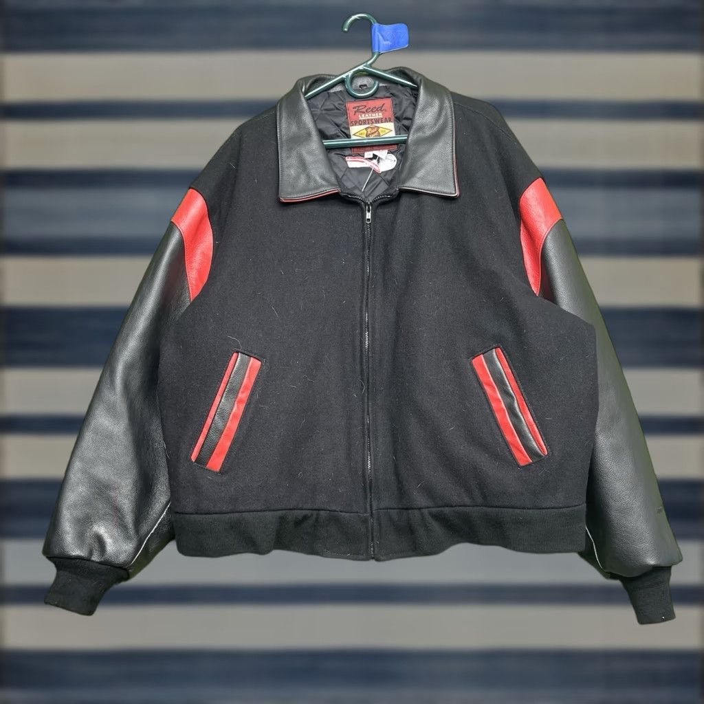 Vintage VINTAGE Reed Varsity Jacket Mens 3XL Black Wool Leather Embroidered Cummins USA Full Zip Size US XXL / EU 58 / 5 - 1 Thumbnail