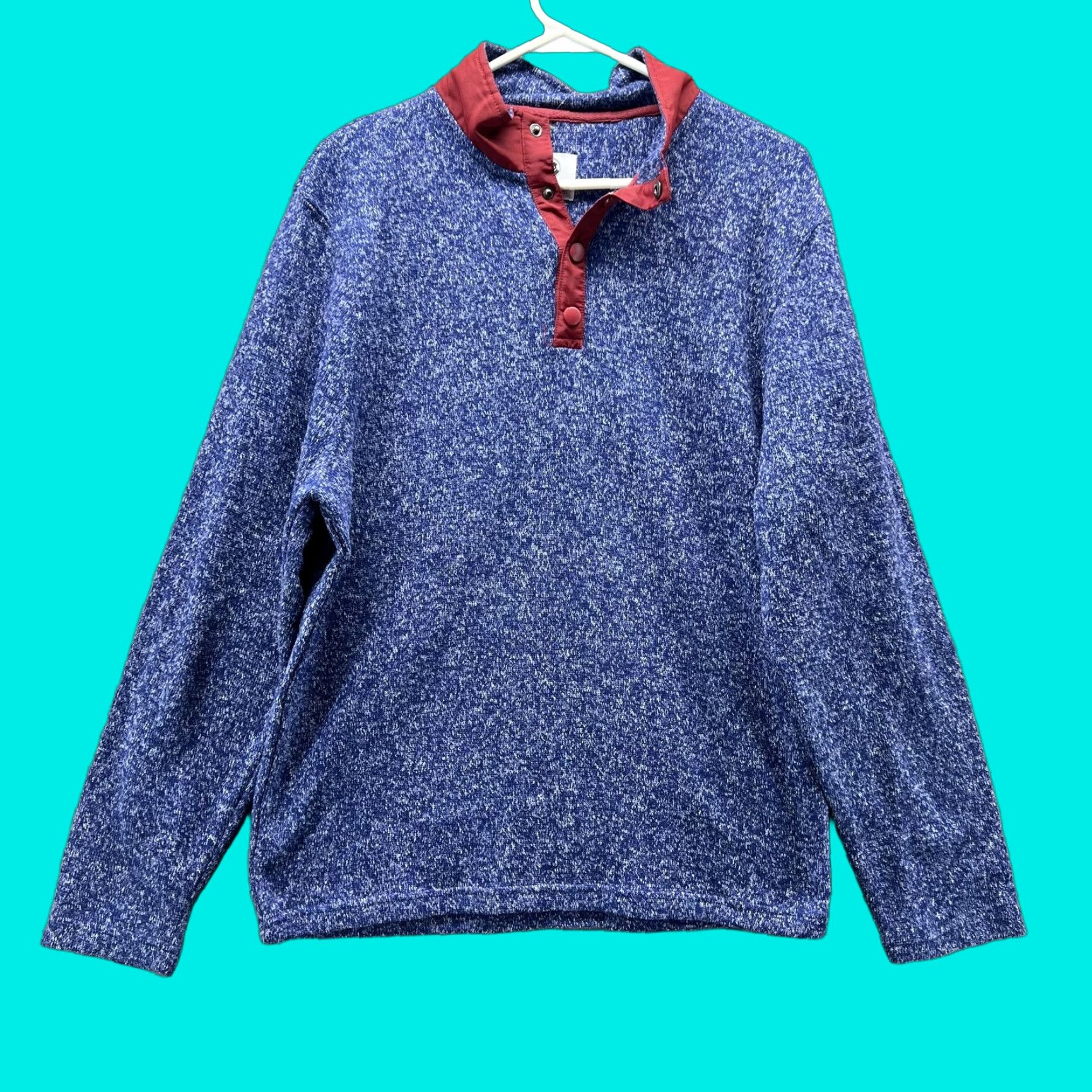 Southern Proper Southern Proper Sweater Mens Medium Blue Red Snap Fleece Pullover Quarter Snap Size US M / EU 48-50 / 2 - 1 Thumbnail