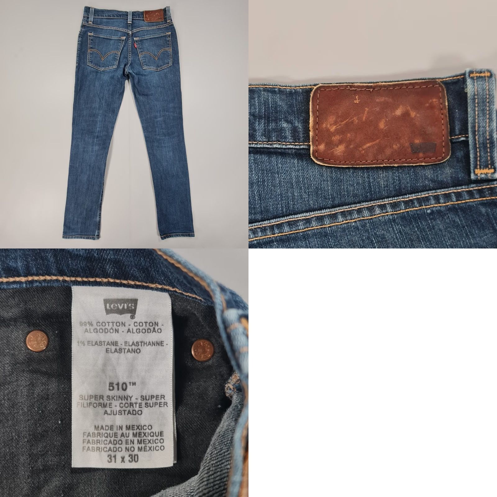 Levi's Levi's Jeans Womens 510 Stretch Denim Super Skinny W31 L30 Blue Regular Size 31 Women Skinny Jeans” Size 24" / US 00 / IT 34 - 8 Thumbnail