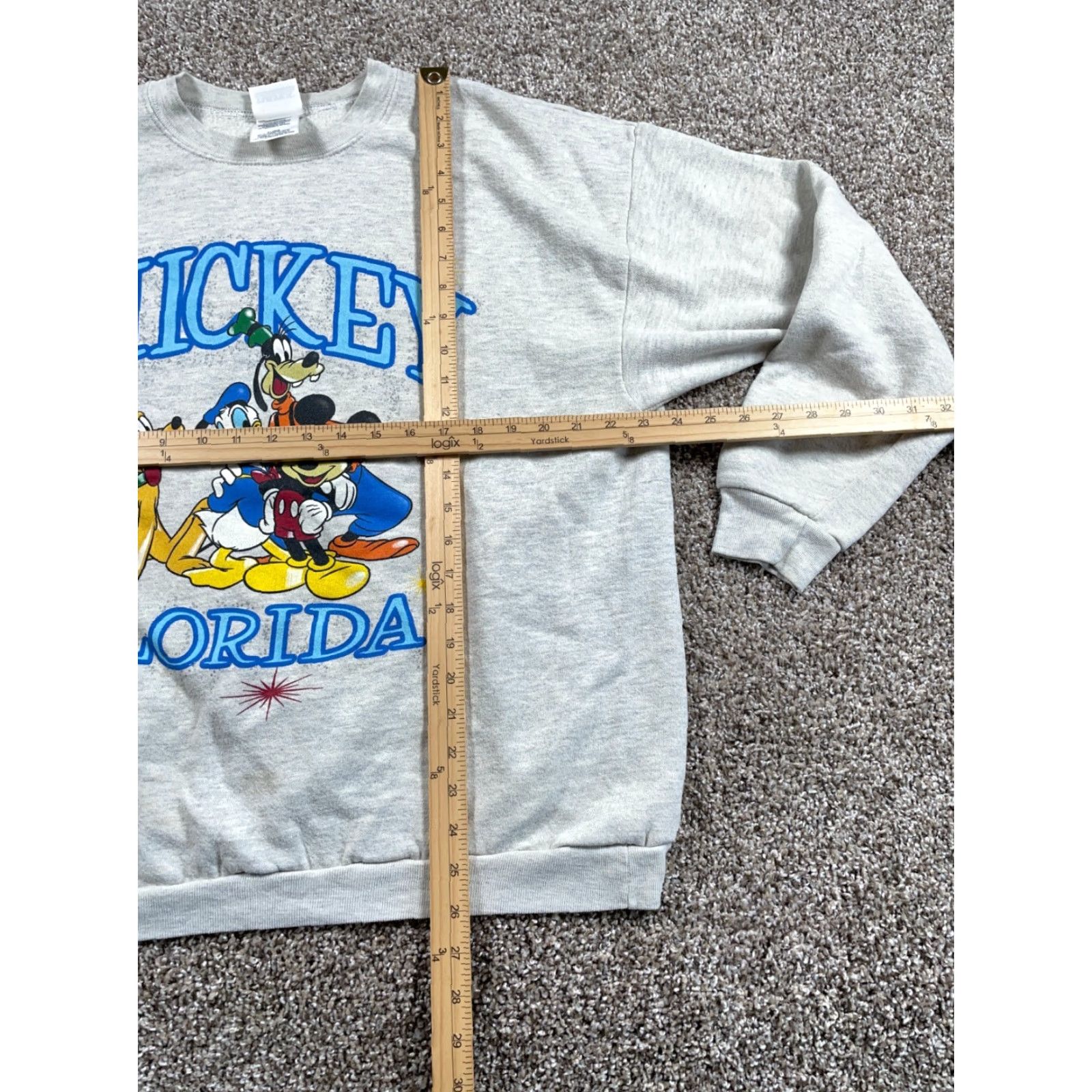 Tultex VINTAGE Disney Florida Print Sweatshirt Adult XL Gray 50/50 Mickey Goofy Pluto Tultex Crew Neck Pullover Graphic Print 90s Cartoon TV Mens Size US XL / EU 56 / 4 - 5 Thumbnail