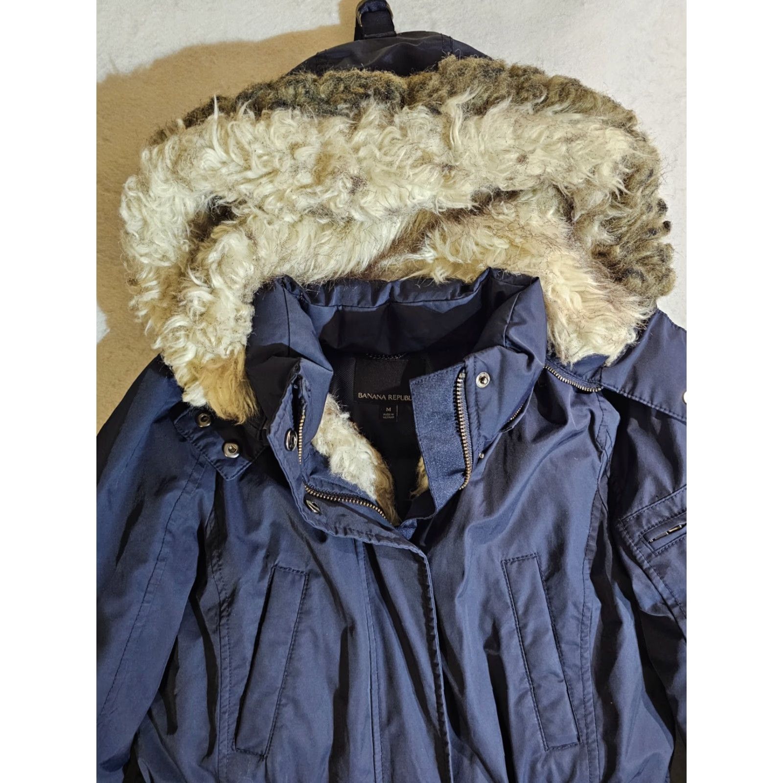 Banana Republic Banana Republic Parka Jacket Womens M Blue Down Faux Fur Hooded Removable Hood Classic 2 Way Front Zipper Pockets Winter Casual Travel Long Coat Size M / US 6-8 / IT 42-44 - 3 Thumbnail