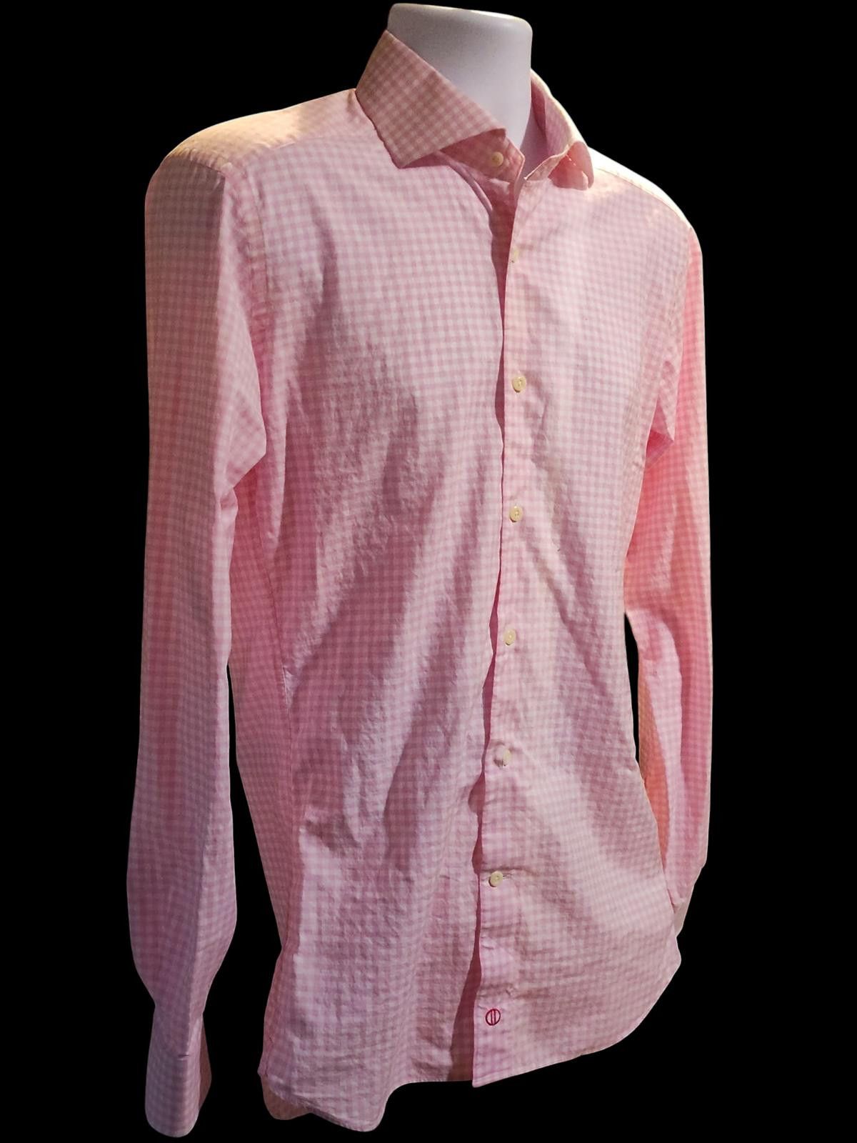 David Donahue David Donahue Trim Fit Pink Gingham Button-Up Shirt Size US M / EU 48-50 / 2 - 3 Thumbnail