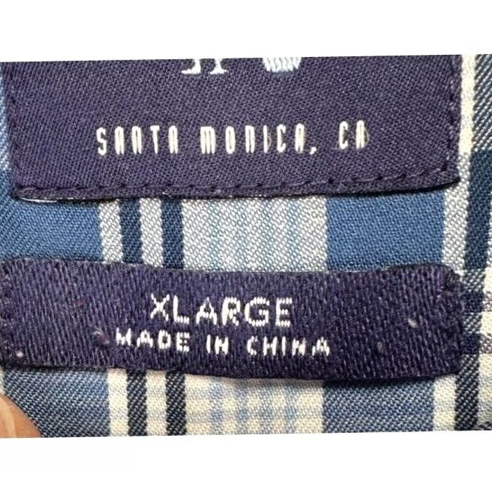 johnnie-O VINTAGE? No. Johnnie-O Shirt XL Blue White Tartan Plaid Nylon Blend Button Down Mens Size US XL / EU 56 / 4 - 5 Thumbnail