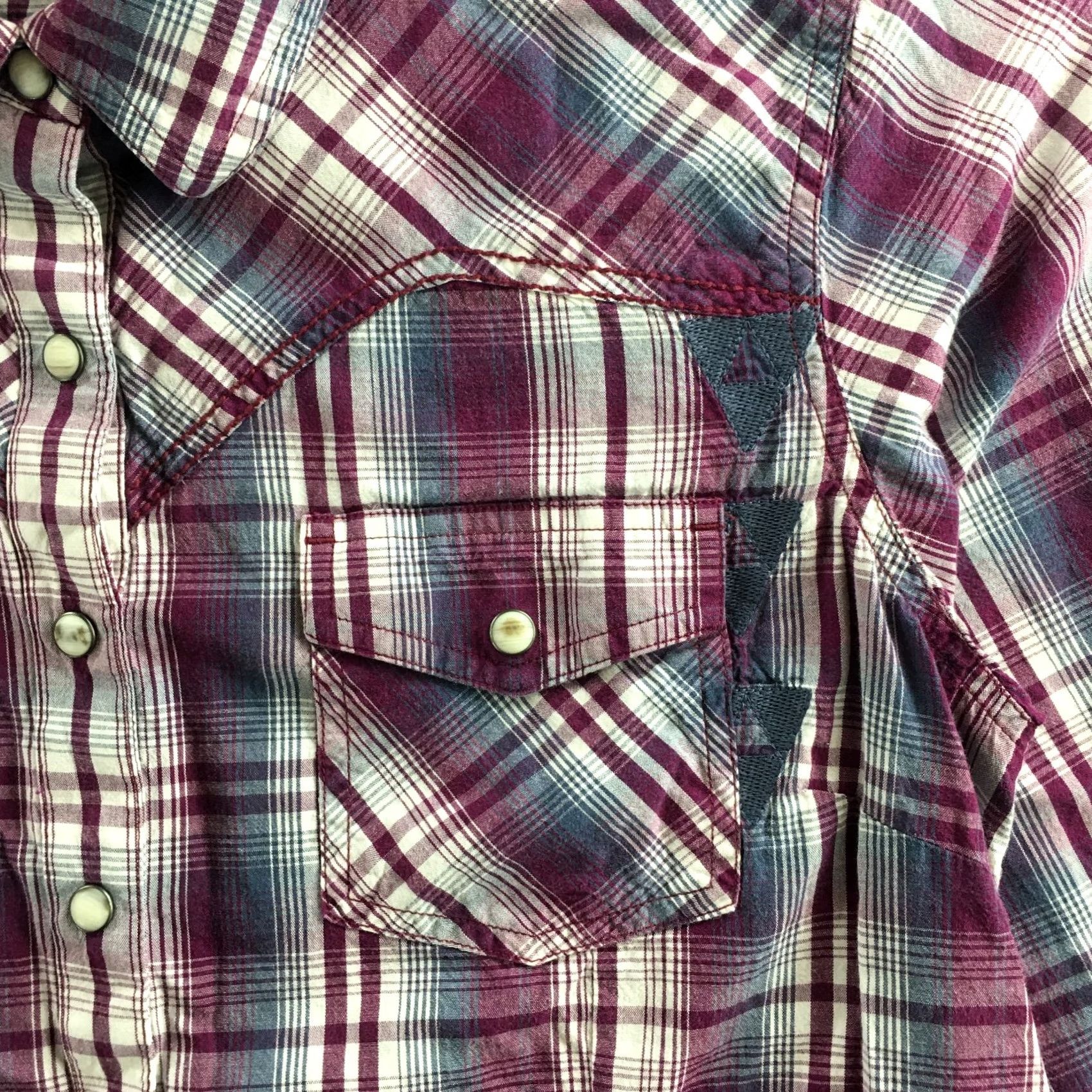 Ariat Ariat REAL Shirt Womens L Purple Blue Plaid Western Snap Button Zia Embroidery Shirt Size L / US 10 / IT 46 - 5 Thumbnail