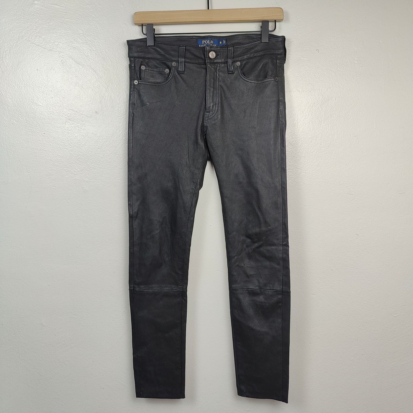 Polo Ralph Lauren Polo Ralph Lauren Leather Pants Womens 6 Black Skinny Zip Size 28" / US 6 / IT 42 - 1 Thumbnail