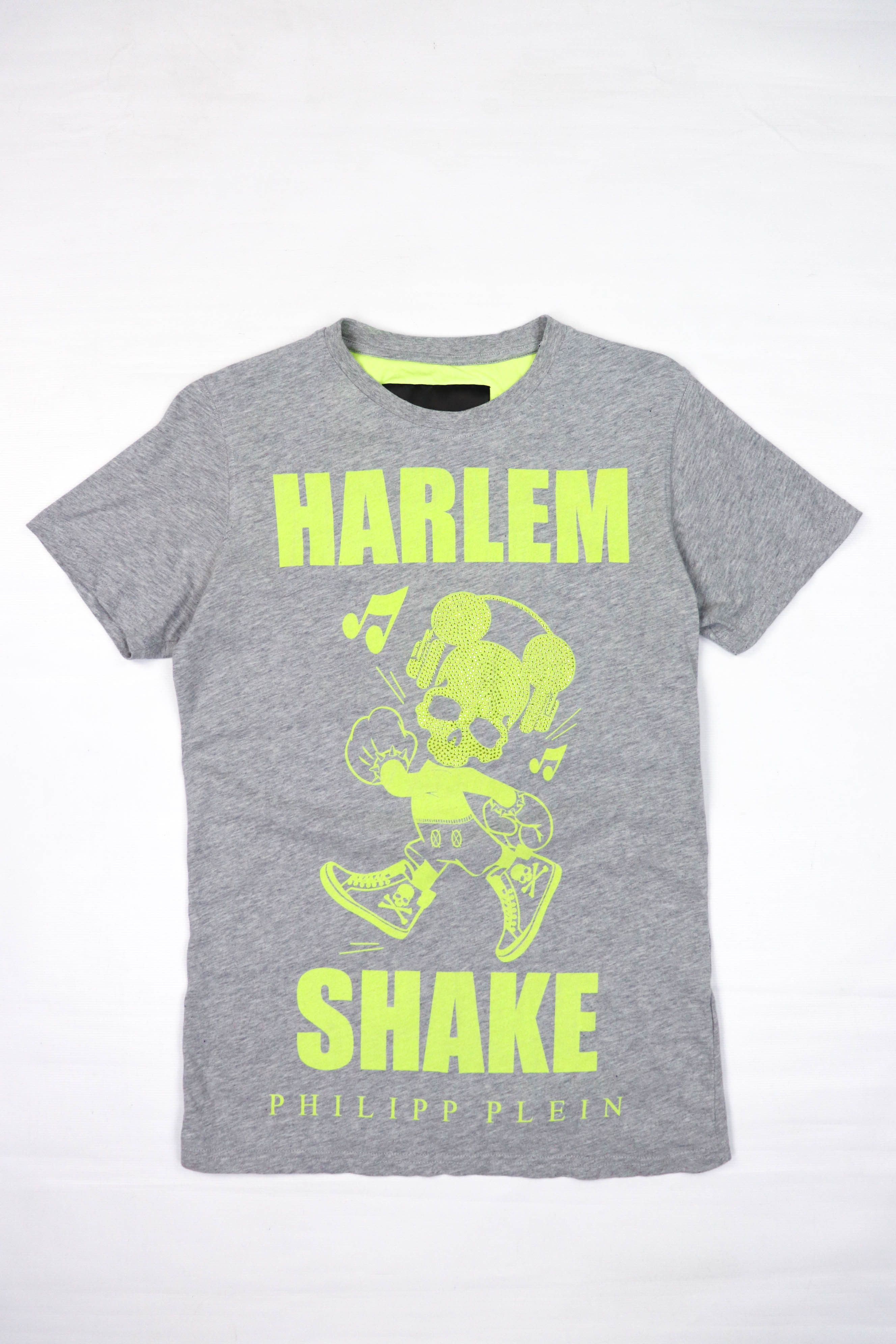 image of Philipp Plein Homme Harlem Shake Graphics Rhinestone T-Shirt in Grey, Men's (Size Small)