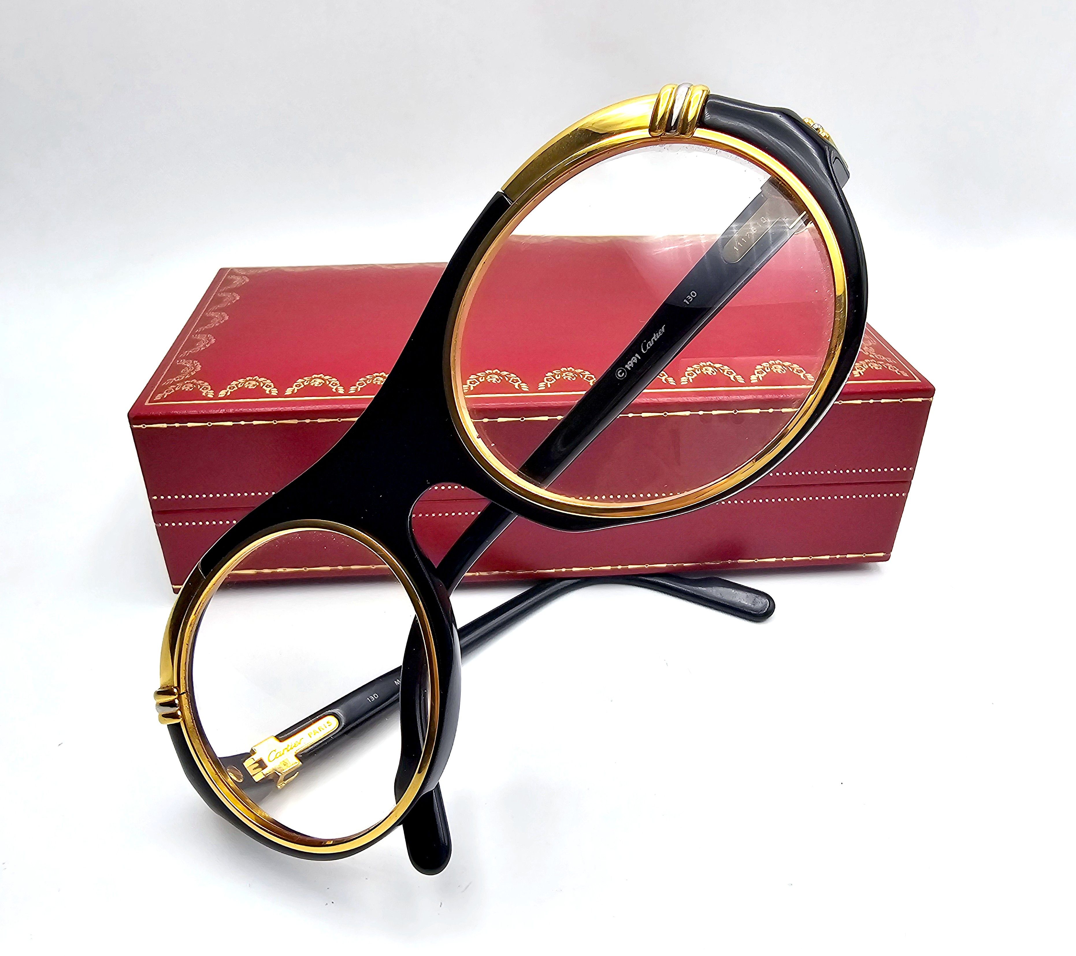 image of Vintage Cartier Diabolo Luxury Celebrity Glasses in Gold, Men's
