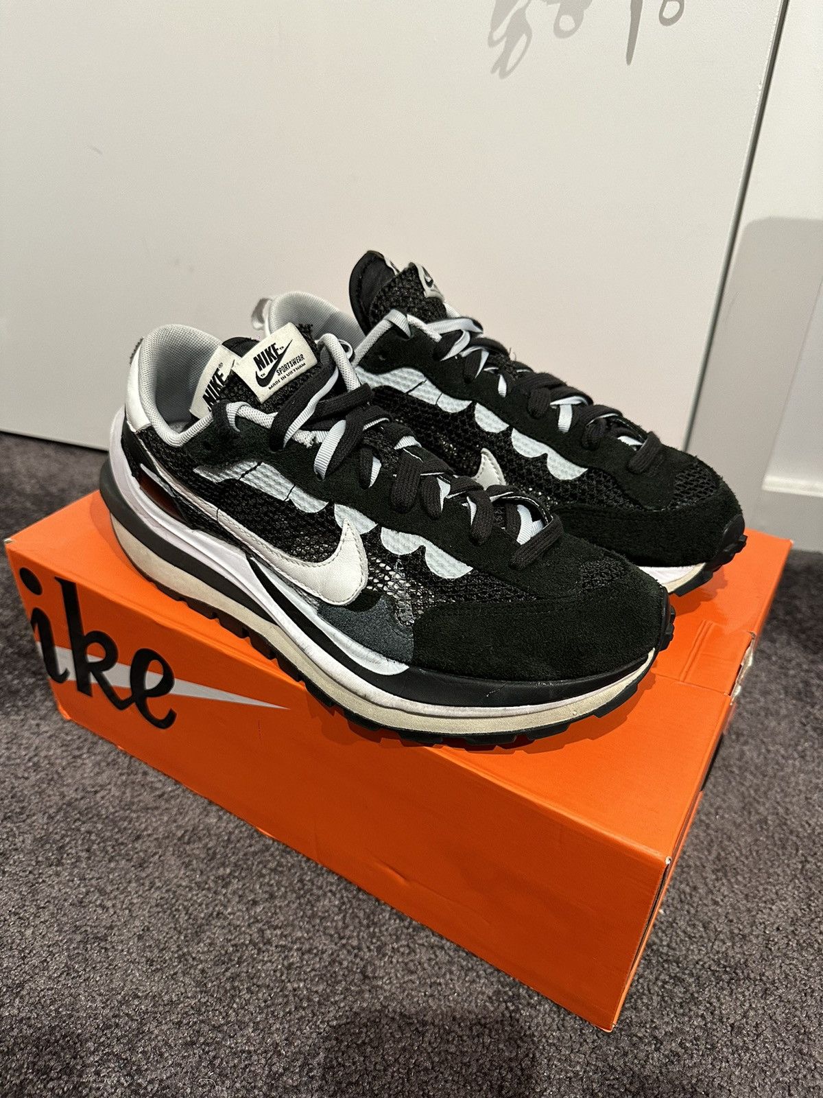 Nike × Sacai Nike x Sacai VaporWaffle Black/White | Grailed