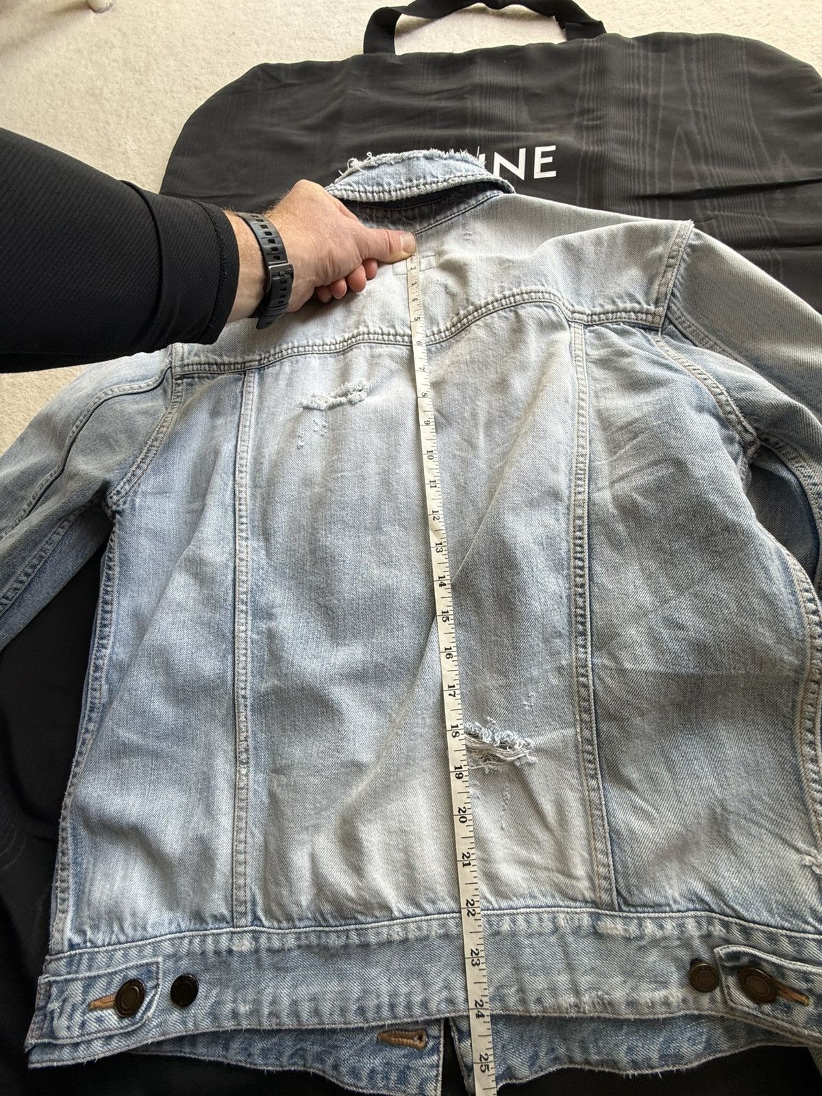 Saint Laurent Paris SS21 Saint Laurent denim trucker jacket crash thrashed grail Size US L / EU 52-54 / 3 - 8 Thumbnail