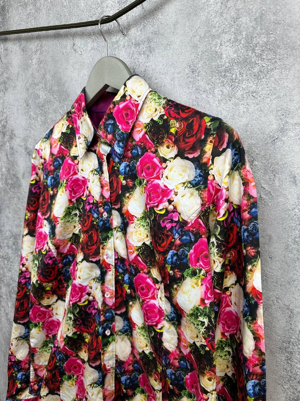 Other Claudio Lugli Rose Bloom Button Up Shirt Flowered Orange Tag Size L / US 10 / IT 46 - 5 Thumbnail