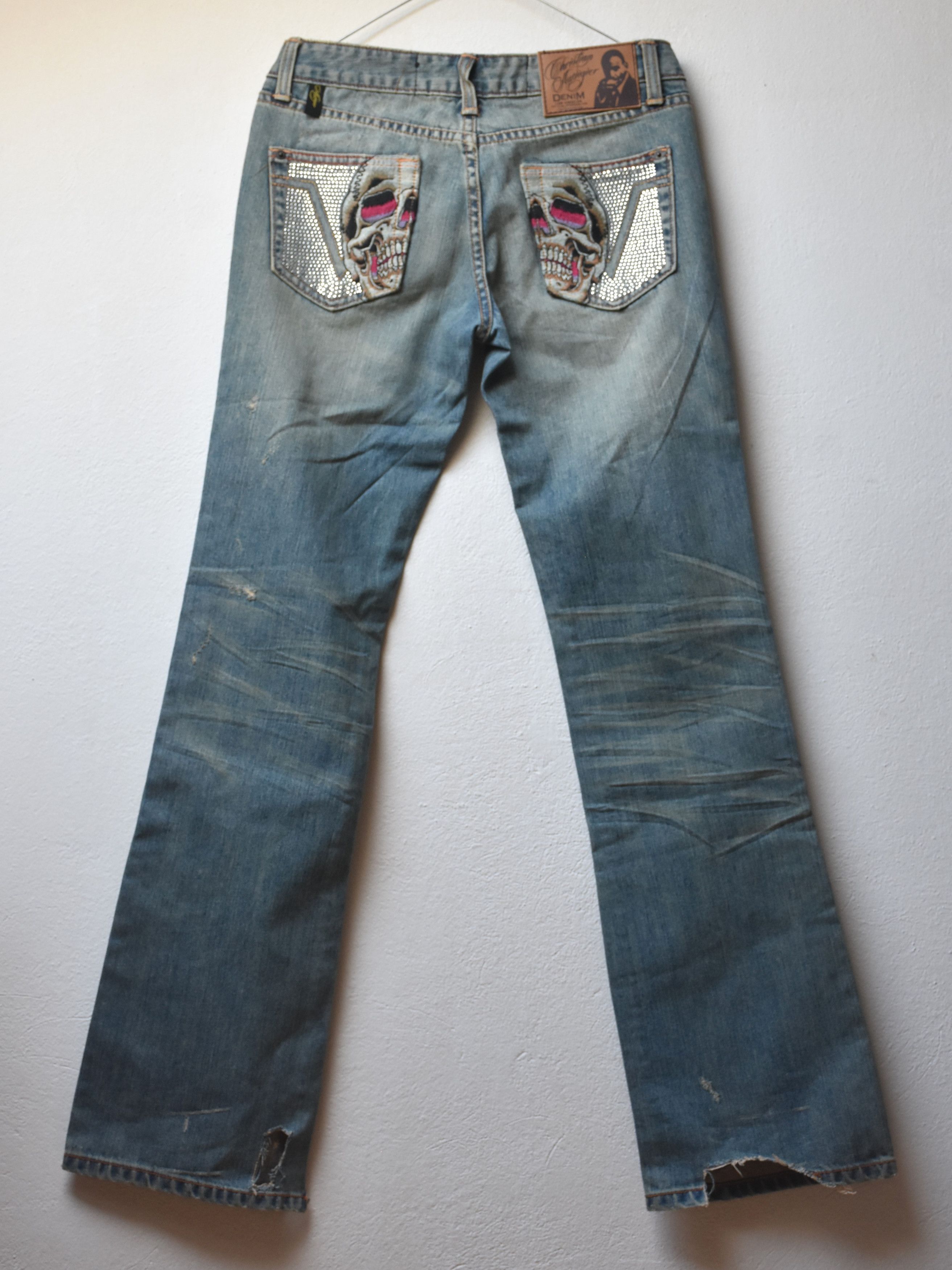 Ed Hardy × Vintage × Von Dutch y2k Vintage summer pink glitter skull denim jeans pants Size 28" / US 6 / IT 42 - 6 Thumbnail
