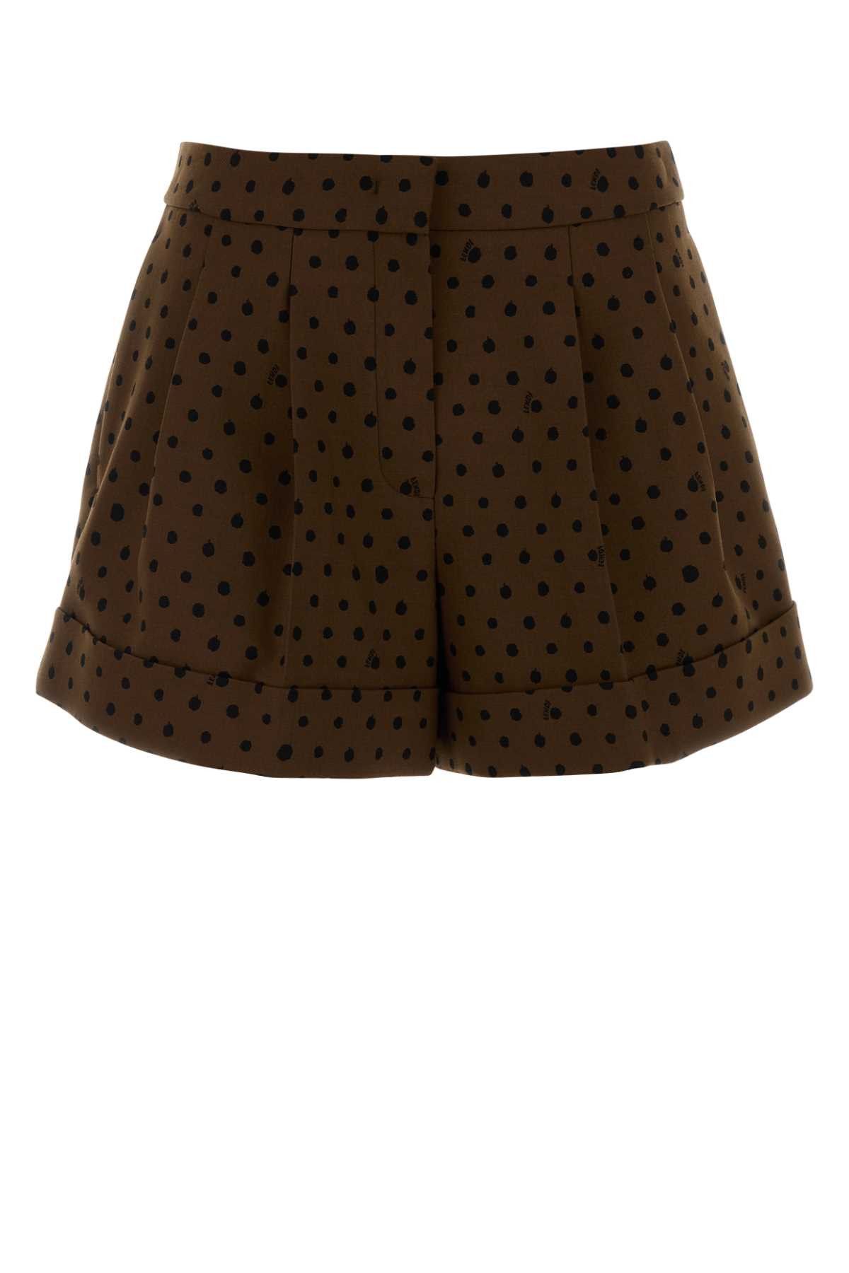 Fendi Printed Stretch Wool Blend Shorts Size 28" / US 6 / IT 42 - 1 Thumbnail