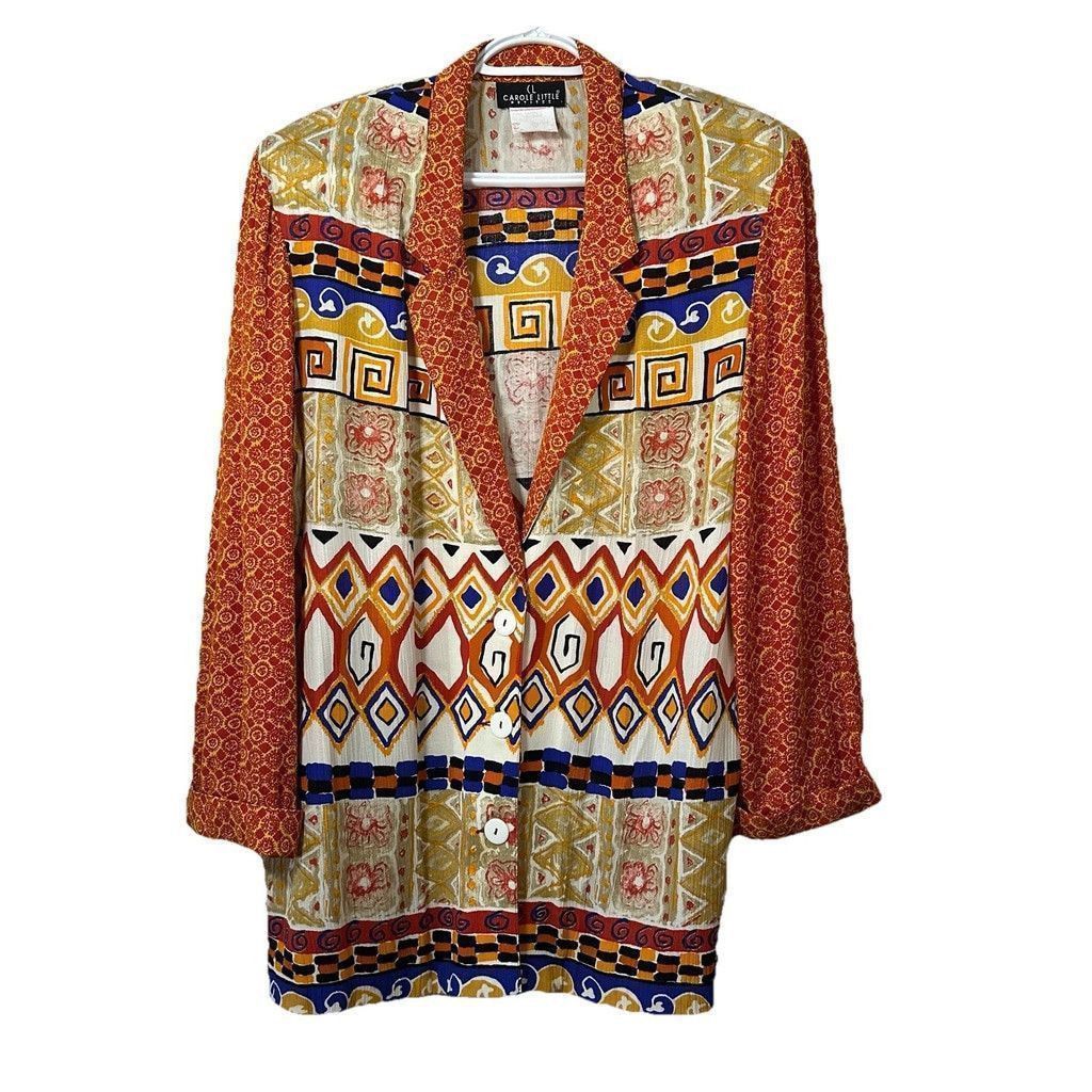 Vintage Vtg Carole Little Petites Aztec Artsy Blazer Size 14P Boho Size XL / US 12-14 / IT 48-50 - 1 Thumbnail