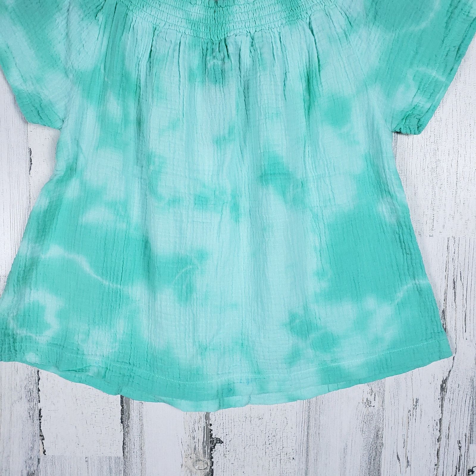 Other NWT Bobi Gathered Scoop Neck Blue Splatter Tie Dye Top Small Size S / US 4 / IT 40 - 12 Thumbnail