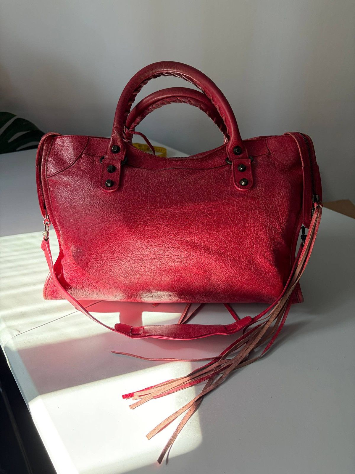 Balenciaga 2012 BALENCIAGA Rose Jaipur Lambskin Leather Motorcycle City Size ONE SIZE - 5 Thumbnail