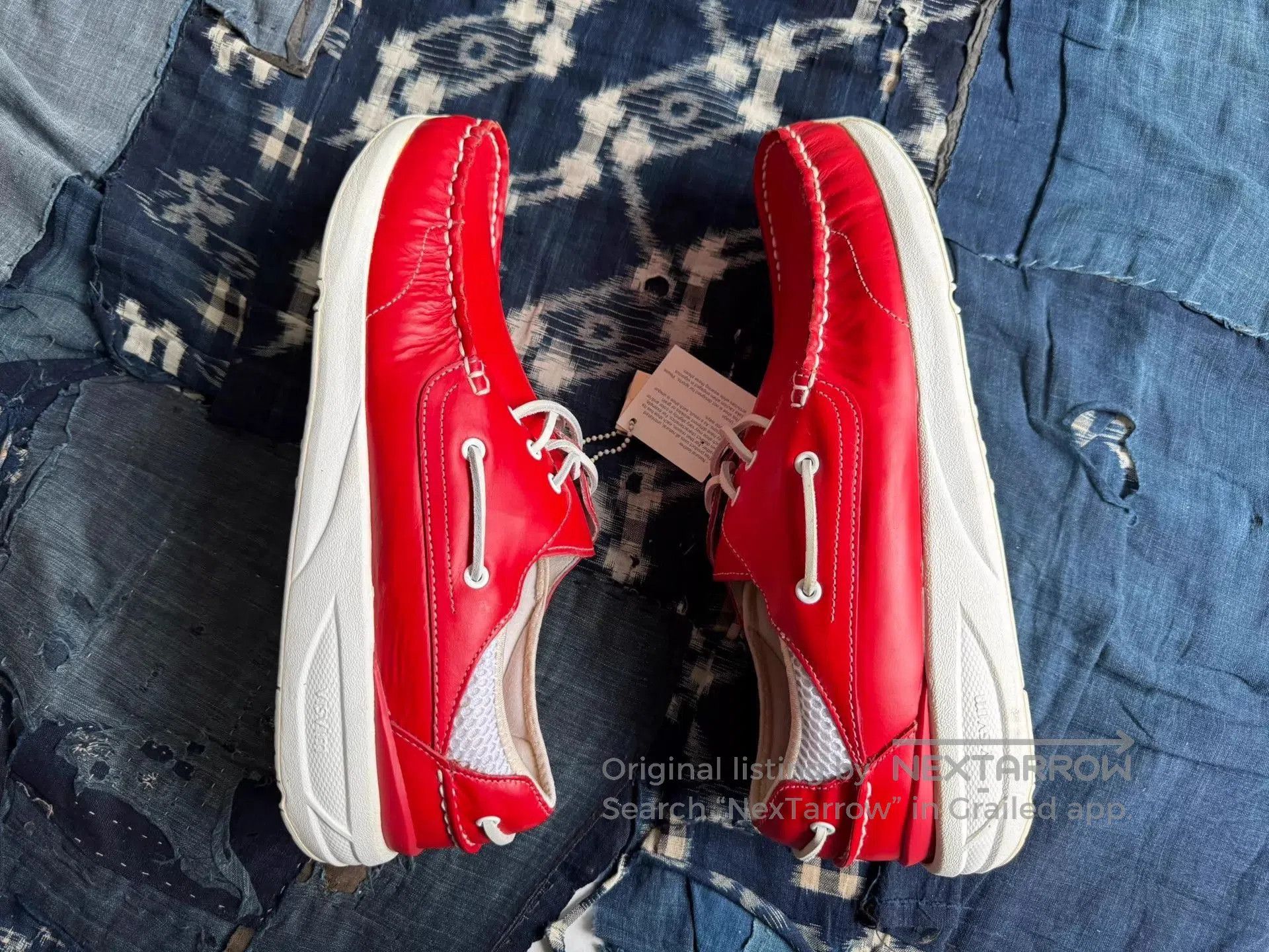 Visvim Red Leather Lace-Up Casual Shoes Size 11. Size US 11 / EU 44 - 3 Thumbnail