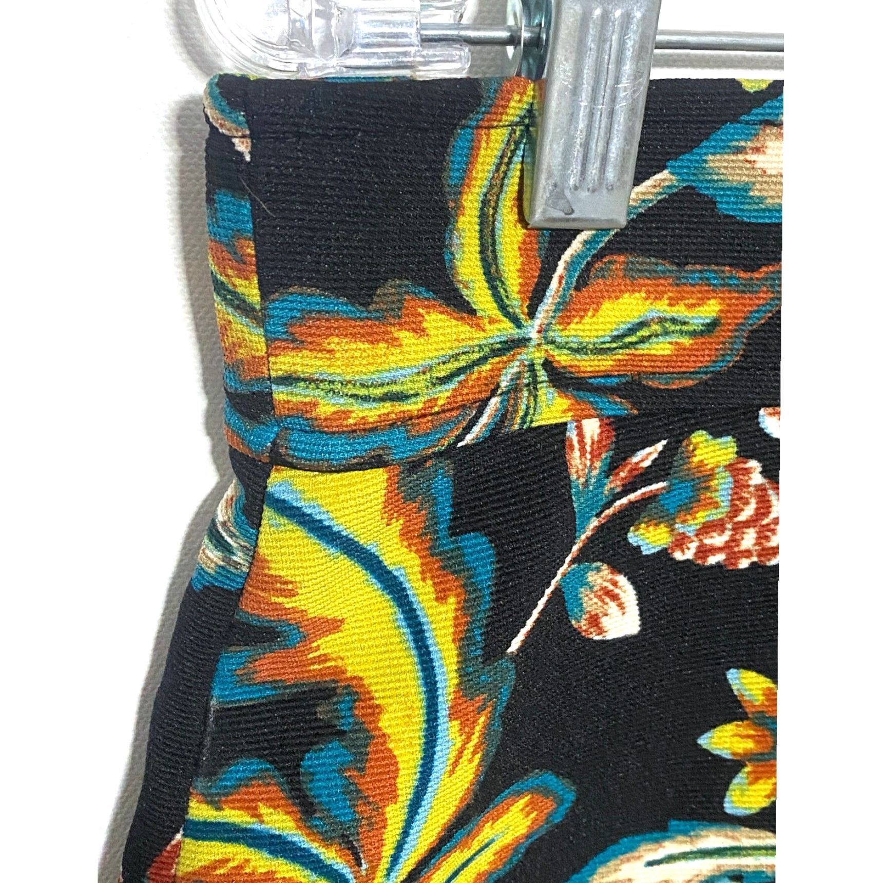 Vintage INC Floral Skirt 10 Front Zipper Retro Tapestry Boho Festival Skirt Womens Size 10 Black Polyester Spandex A-Line Zip Size 32" / US 10 / IT 46 - 4 Thumbnail