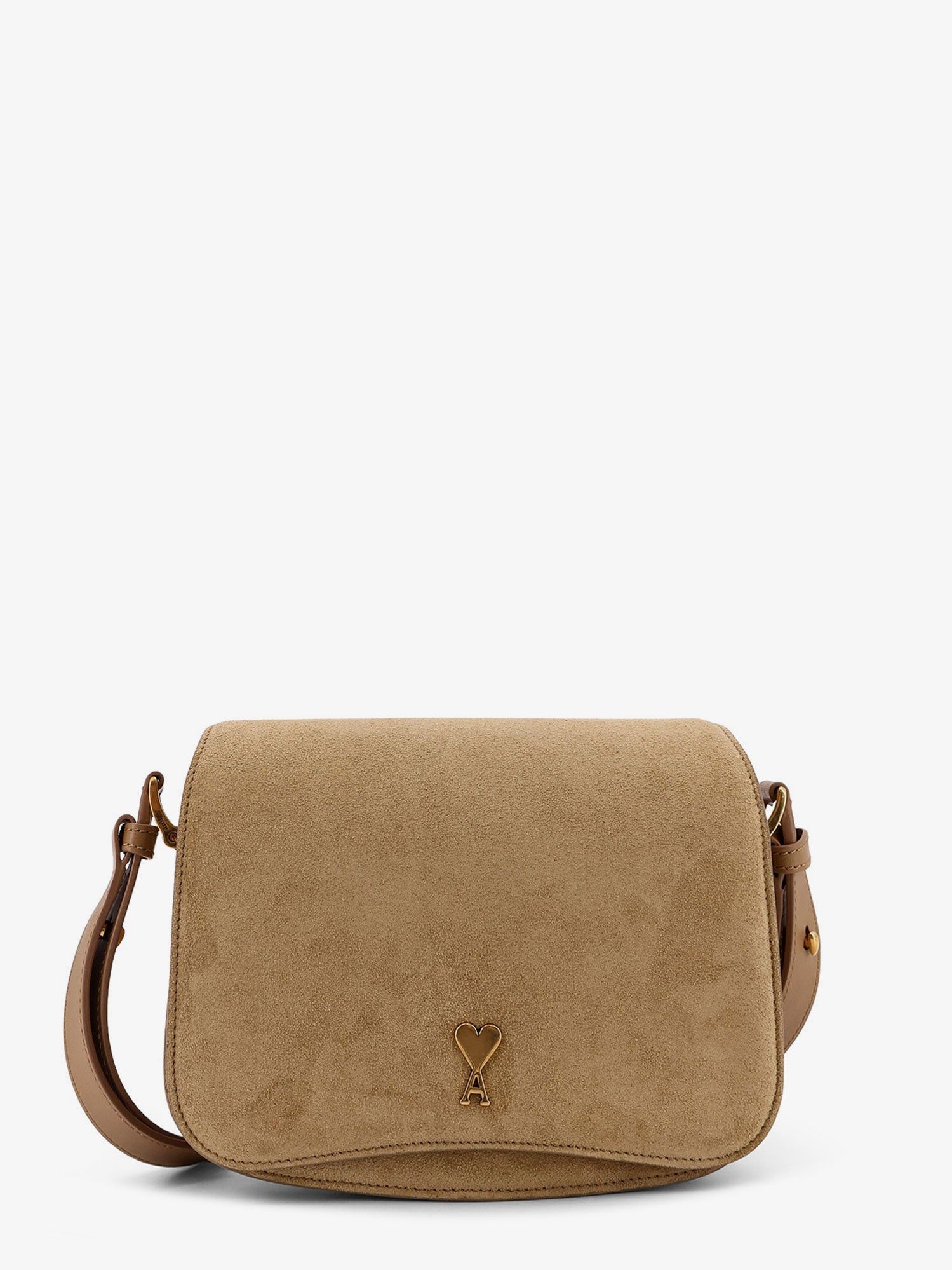 AMI Suede Shoulder Bag With Metal Logo On The Front Size ONE SIZE - 1 Thumbnail