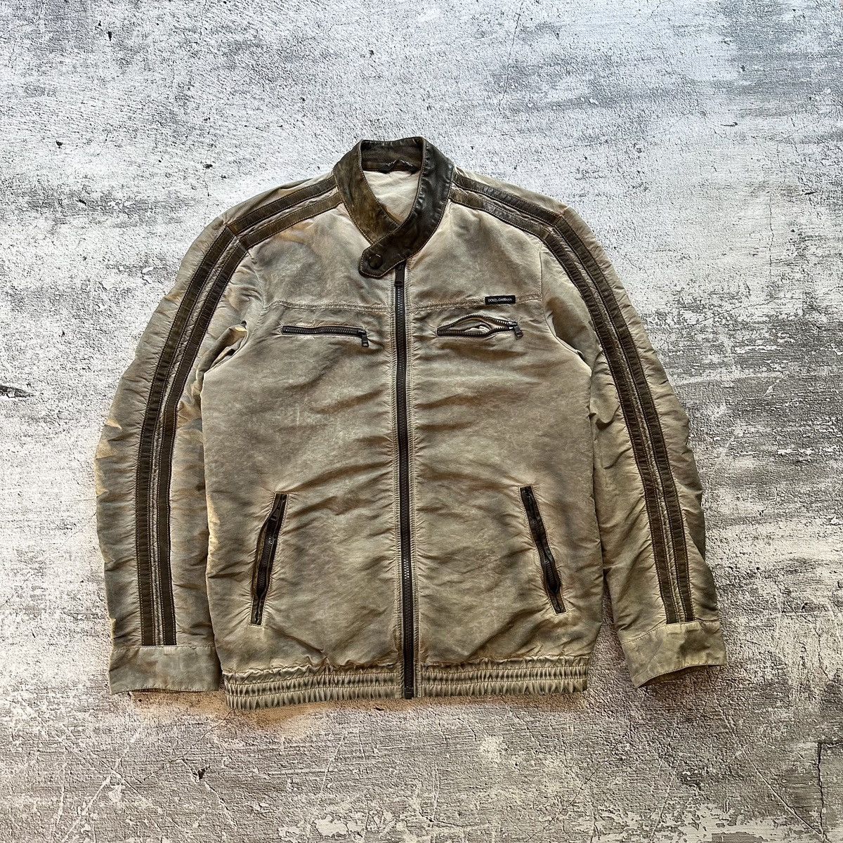 image of Vintage Dolce Gabbana Overdyed Bomber Jacket in Tan, Men's (Size Medium)
