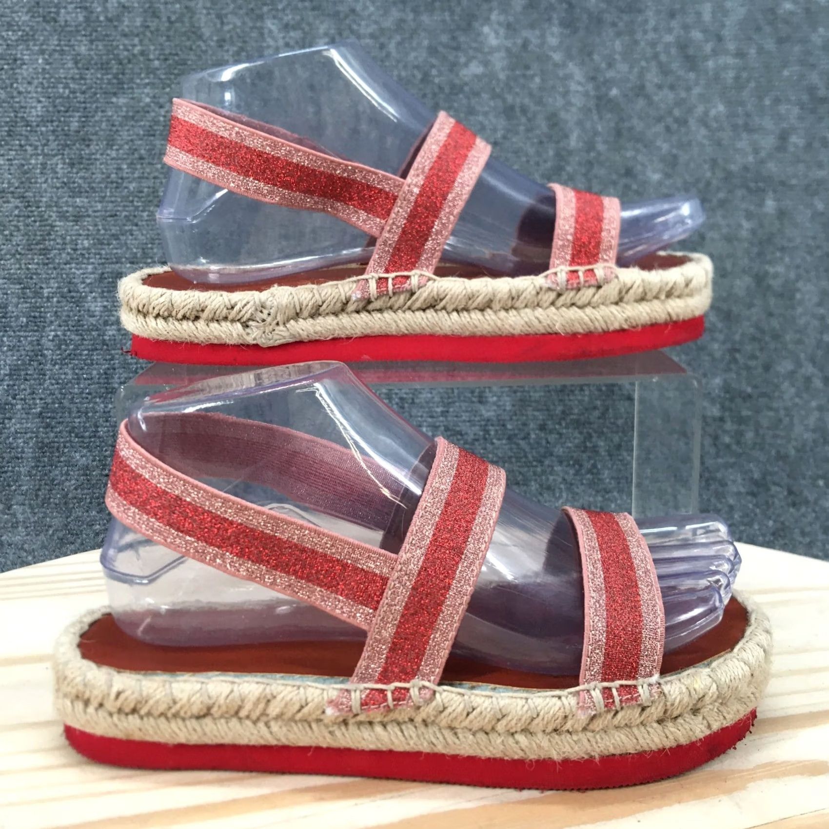American Eagle Outfitters American Eagle Outfitters Sandals Womens 8 Platform Espadrilles Red Glitter Size US 8 / IT 38 - 2 Thumbnail
