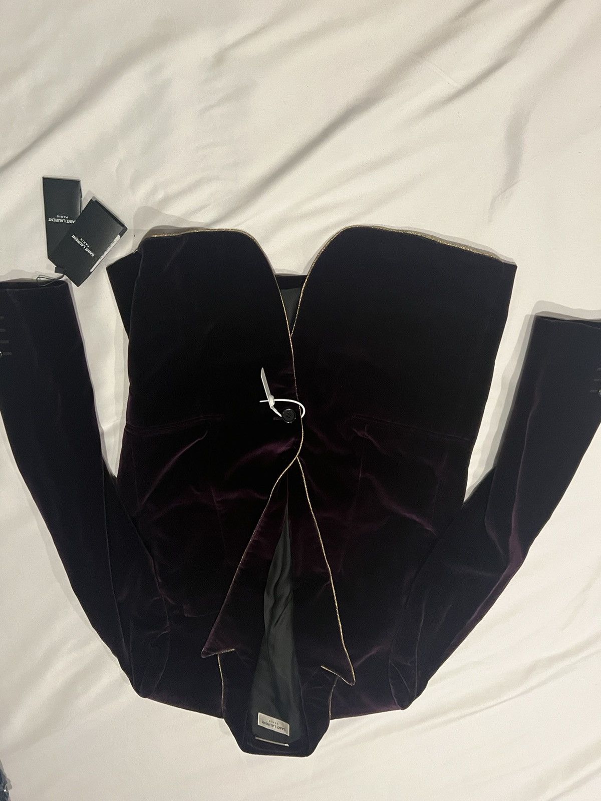 Saint Laurent Paris Saint Laurent men’s velvet gold trim blazer. 52/42. $2990 Size 42R - 3 Thumbnail