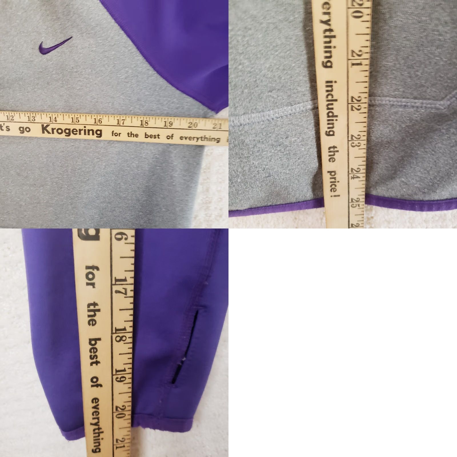 Nike Nike Therma-Fit Hoodie Purple Gray Women M Regular Pullover Hooded Thumb Holes Swoosh Colorblock Size M / US 6-8 / IT 42-44 - 11 Thumbnail