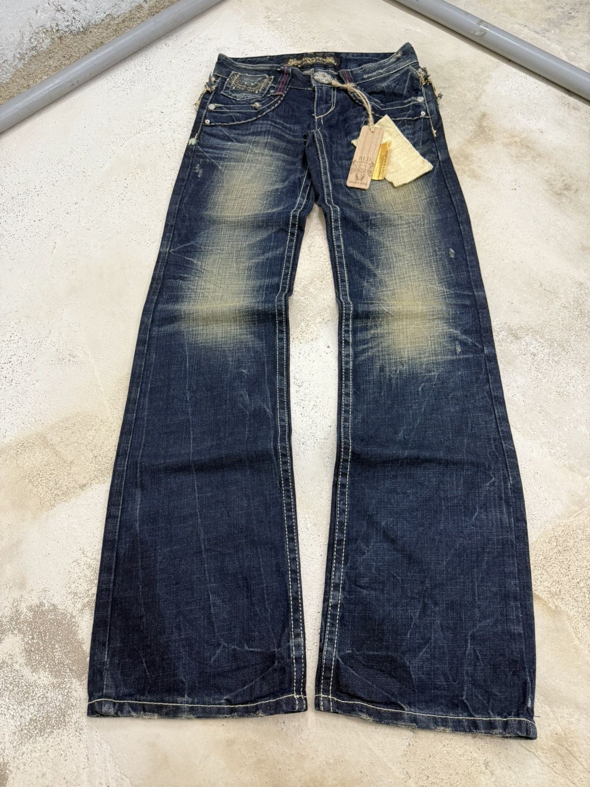 Hysteric Glamour × Japanese Brand Red Pepper Feather Wings Embroidered Lowrise Mud Flare Jeans Size US 27 - 2 Thumbnail