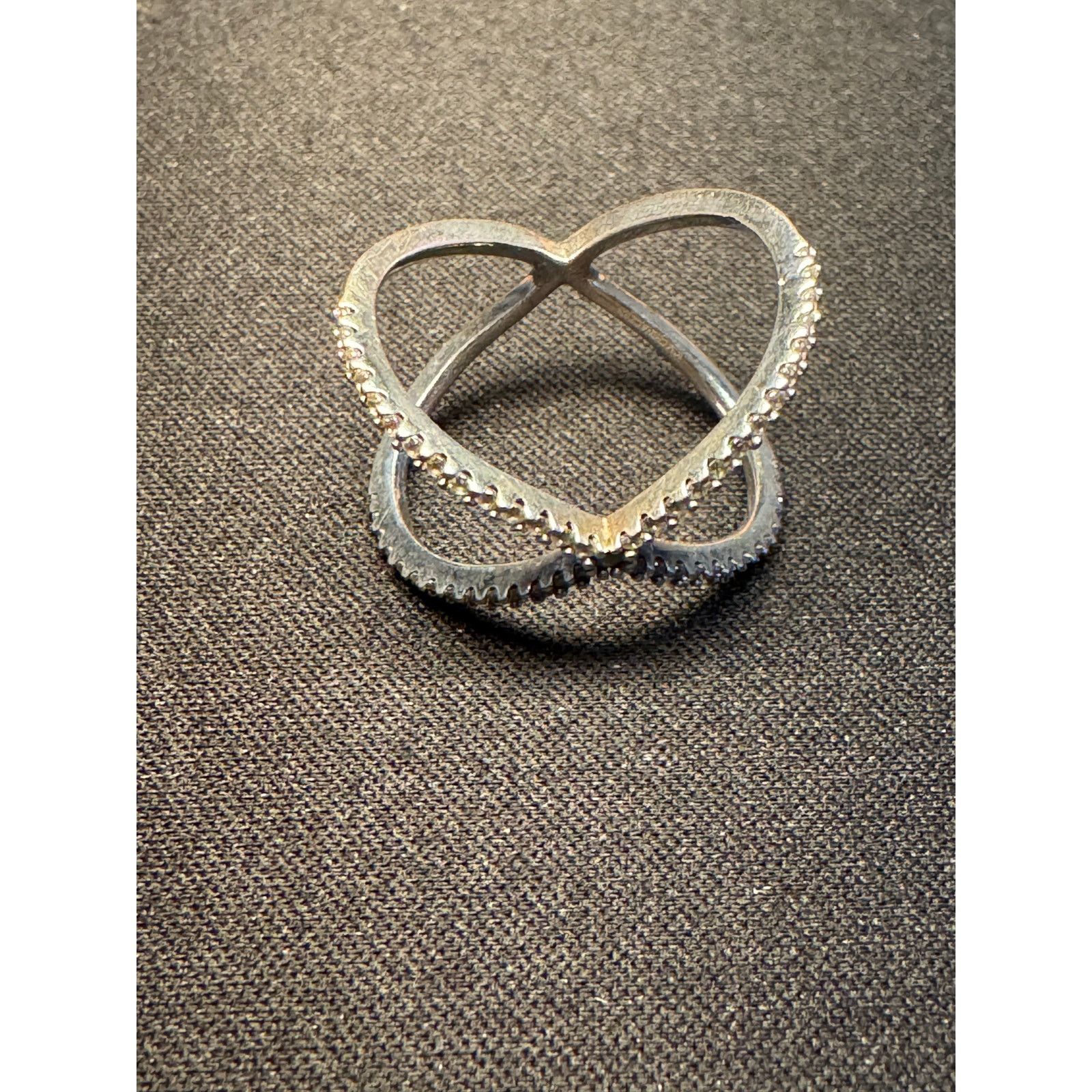 Other 925 Sterling Silver Diamond Criss Cross Ring Size 7 Size ONE SIZE - 3 Thumbnail