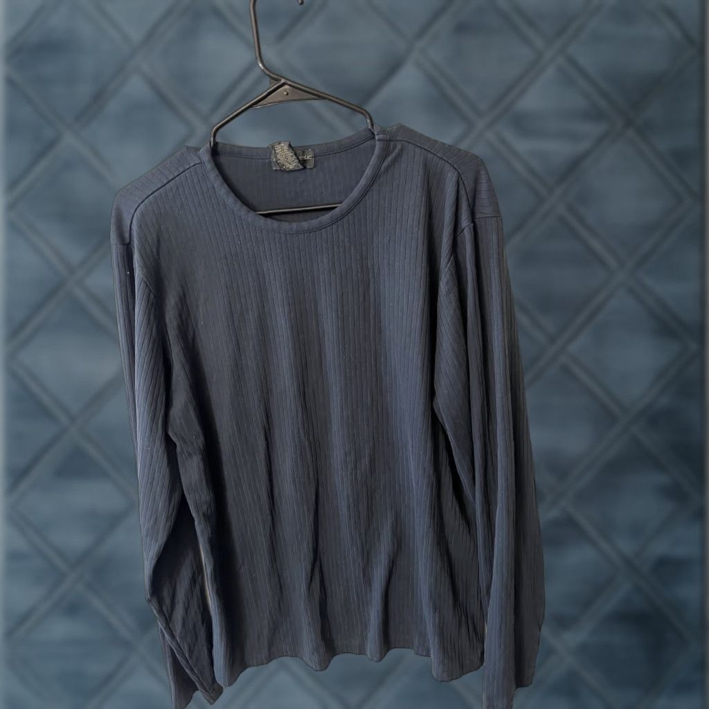 Banana Republic Banana Republic Pullover Shirt Mens Medium Long Sleeve Blue Rayon Blend Slim Crew Neck T-Shirt" Size US M / EU 48-50 / 2 - 1 Thumbnail