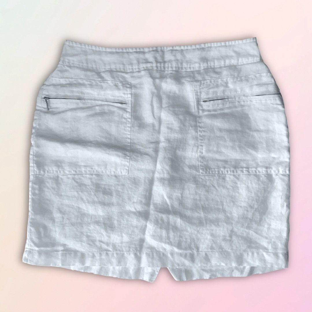 Willi Smith Willi Smith, White, Linen Blend, Mini/Midi Pencil Skirt Size 28" / US 6 / IT 42 - 1 Thumbnail