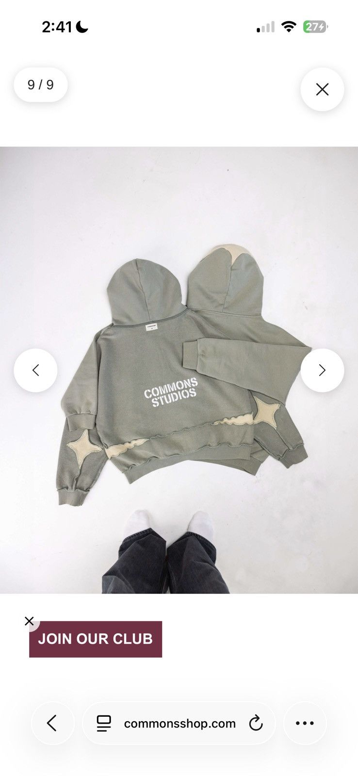 Other Commons Reversible 'Star' Hoodie Sage Common Studios Size US S / EU 44-46 / 1 - 16 Thumbnail