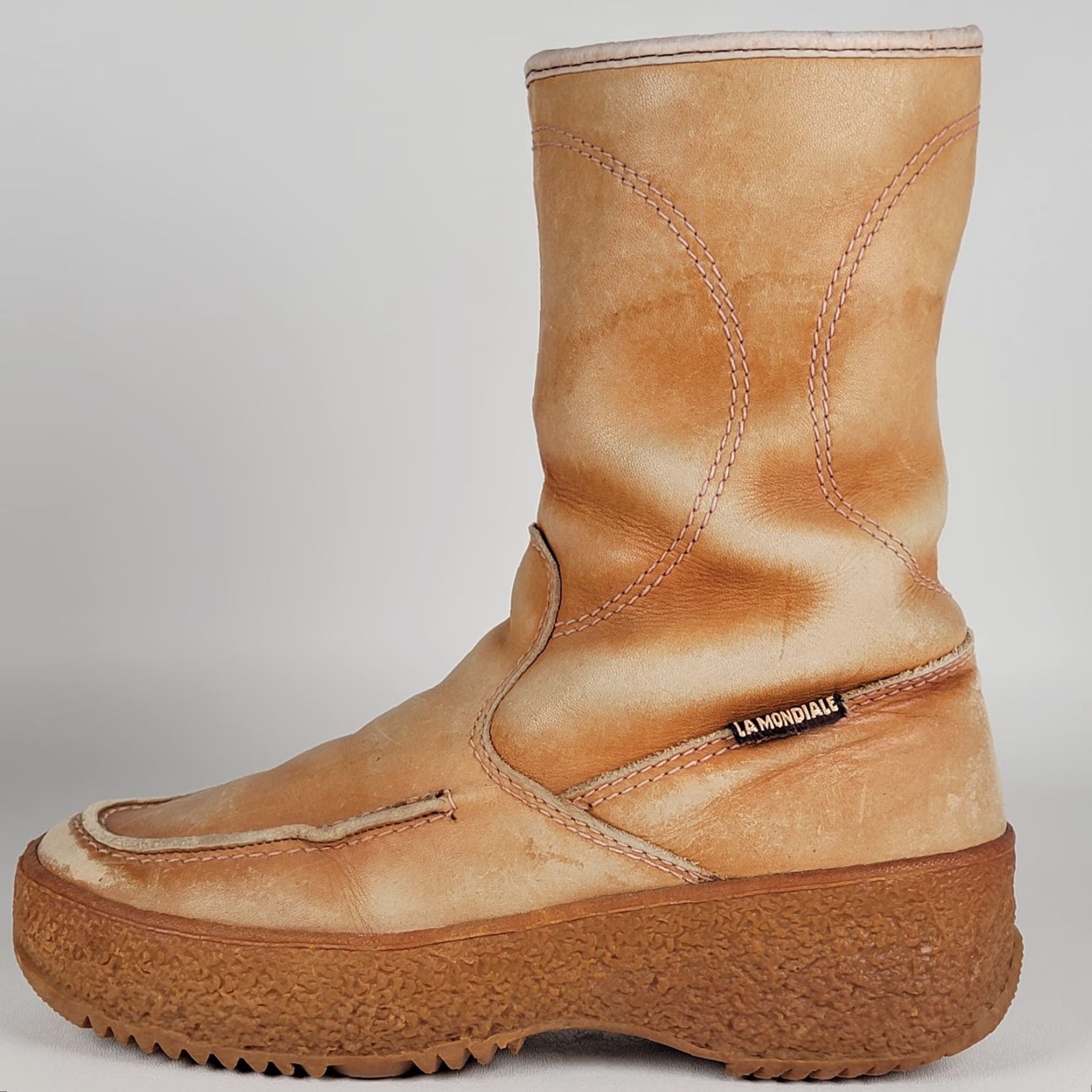 Vintage VINTAGE La Mondiale Italy Rambo Mens Boots Sherpa Lined Brown Leather Size 8 Beige Snow Boot Size US 7 / EU 40 - 7 Thumbnail