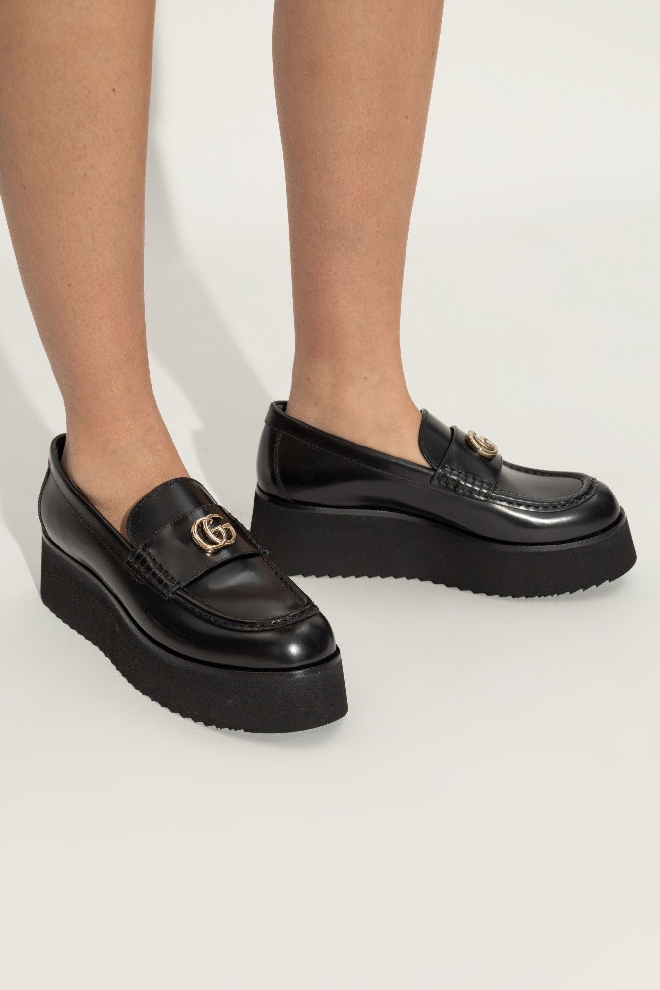 Gucci oc11z0126 Women's GG Creeper Loafers In Black Size US 6.5 / IT 36.5 - 2 Thumbnail